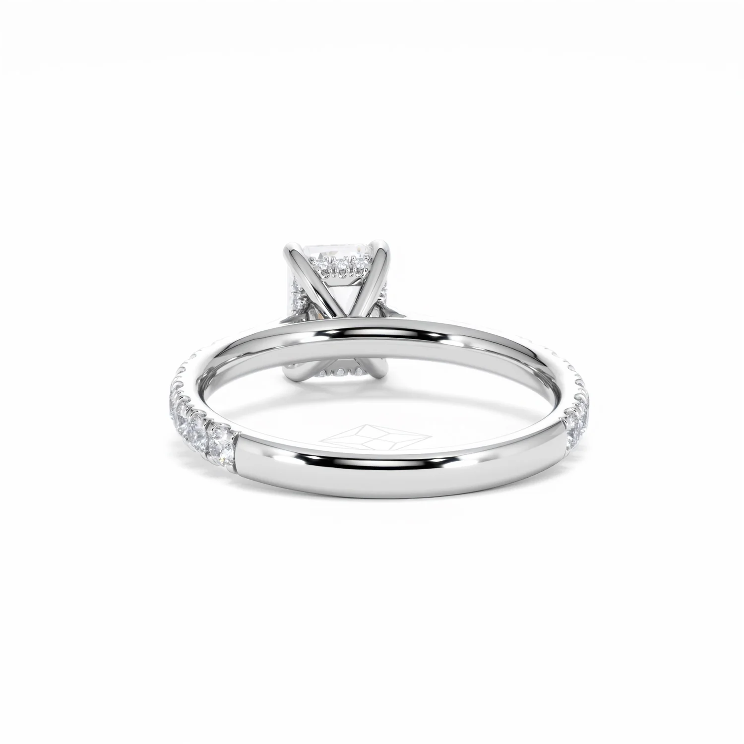 Amora Radiant 1.00ct Hidden Halo Lab Diamond Engagement Ring With Side Stones Set in Platinum - Image 52