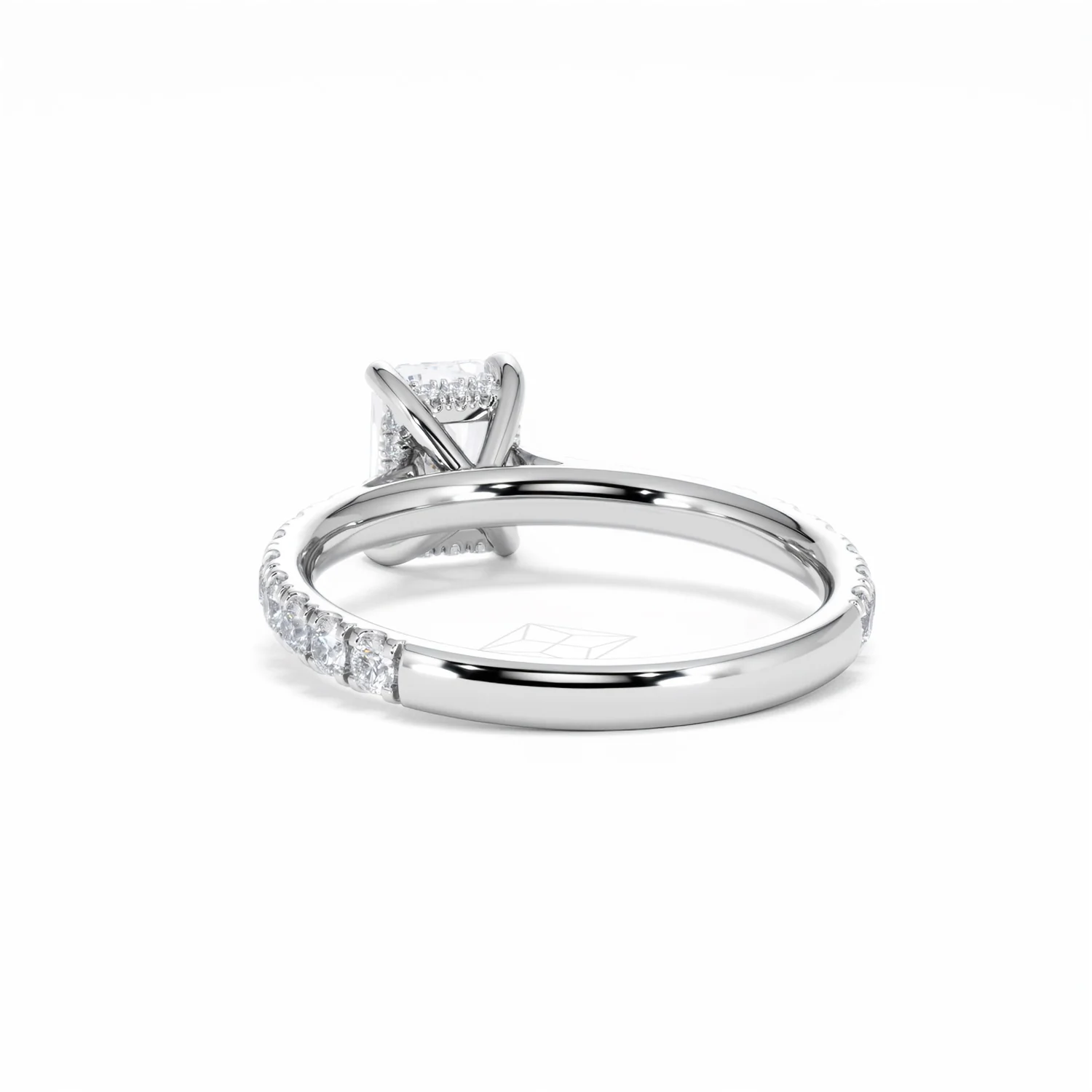 Amora Radiant 1.00ct Hidden Halo Lab Diamond Engagement Ring With Side Stones Set in Platinum - Image 54