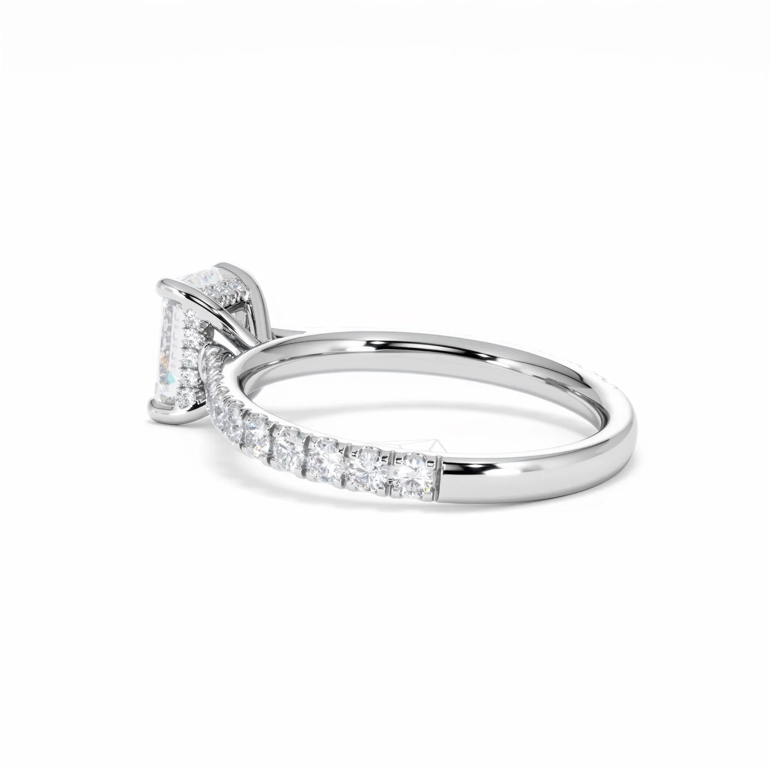 Amora Radiant 1.00ct Hidden Halo Lab Diamond Engagement Ring With Side Stones Set in Platinum - Image 62