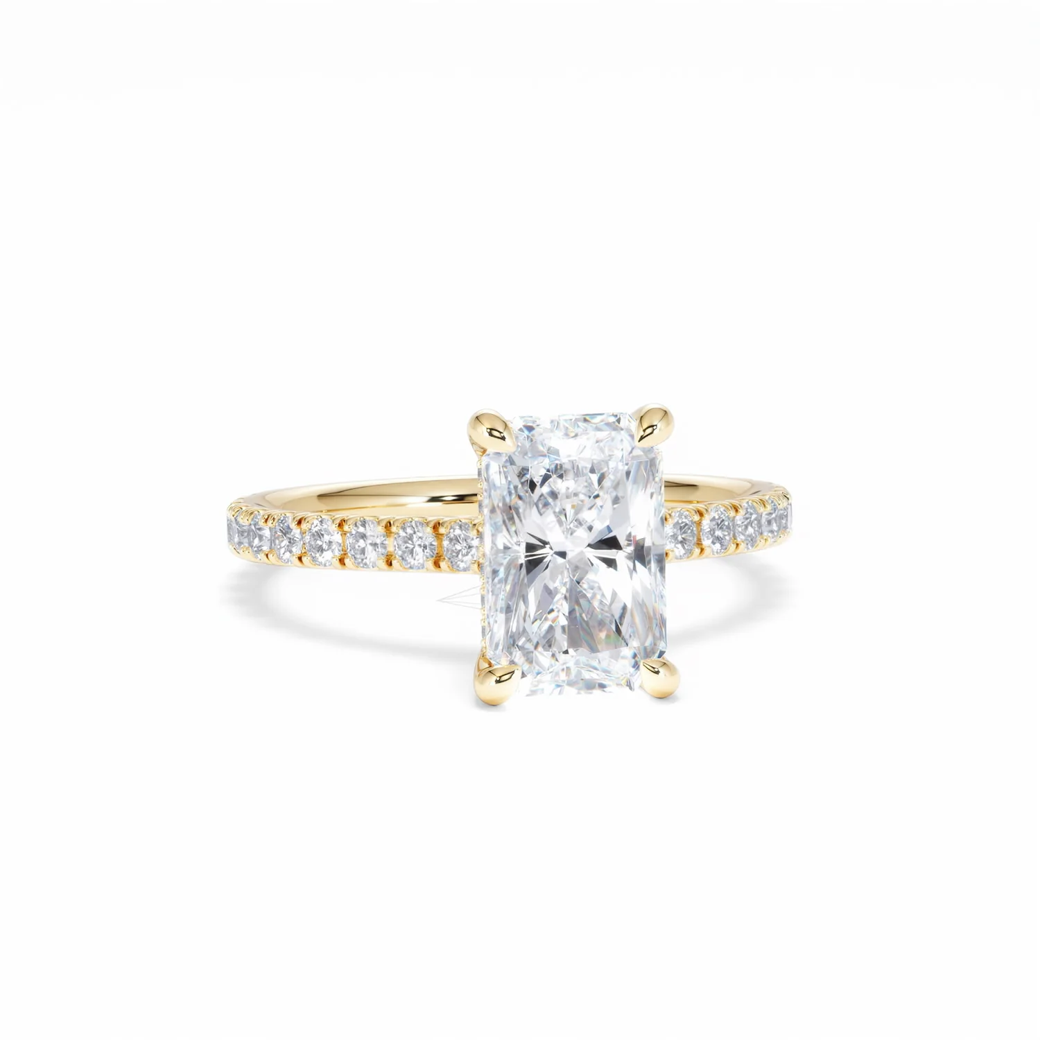 Amora Radiant 2.00ct Hidden Halo Lab Diamond Engagement Ring With Side Stones Set in 18K Gold - Image 11
