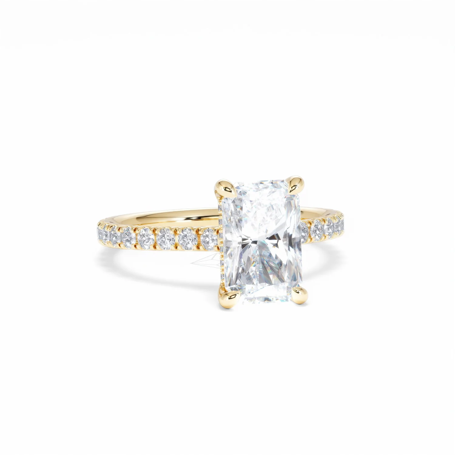 Amora Radiant 2.00ct Hidden Halo Lab Diamond Engagement Ring With Side Stones Set in 18K Gold - Image 12