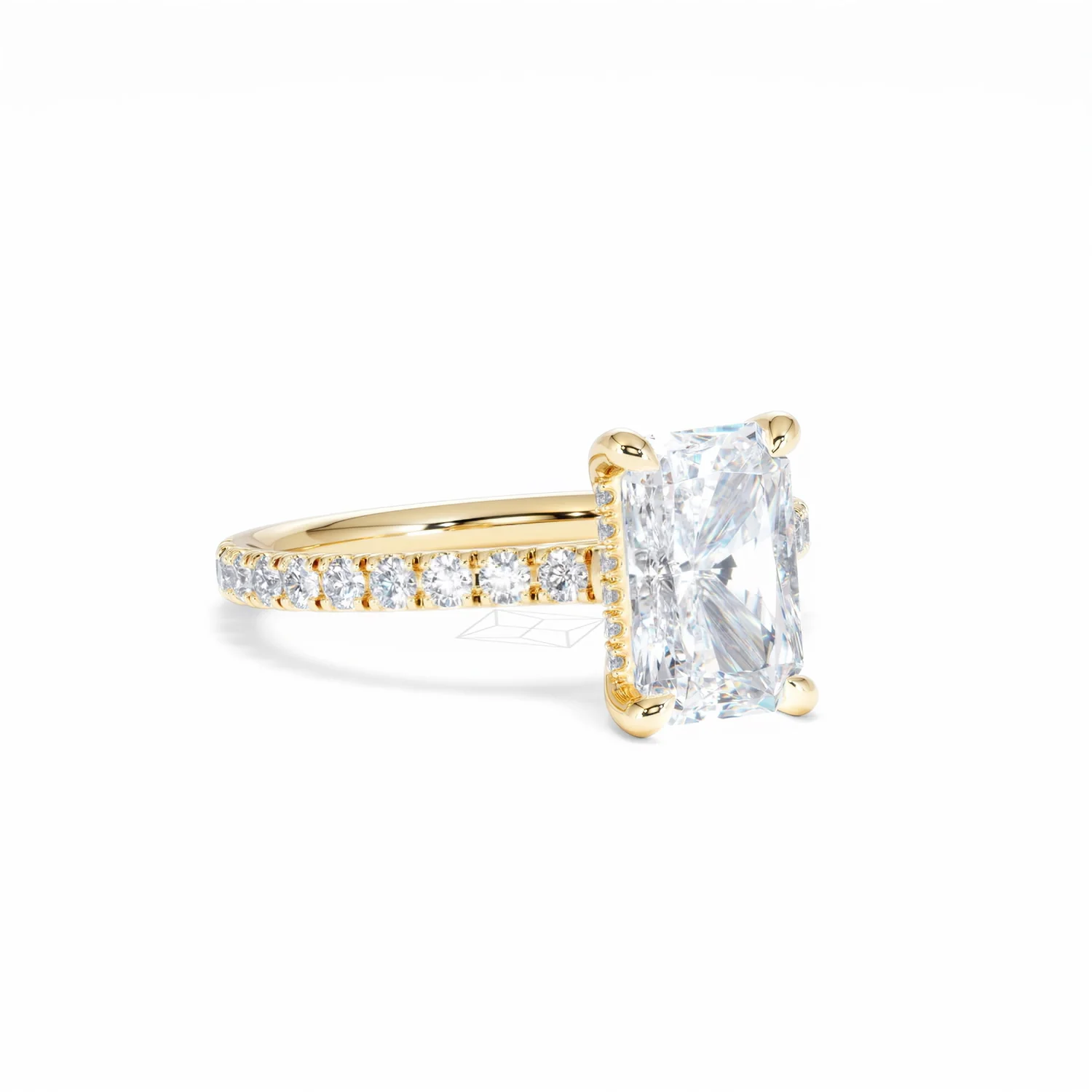Amora Radiant 2.00ct Hidden Halo Lab Diamond Engagement Ring With Side Stones Set in 18K Gold - Image 15