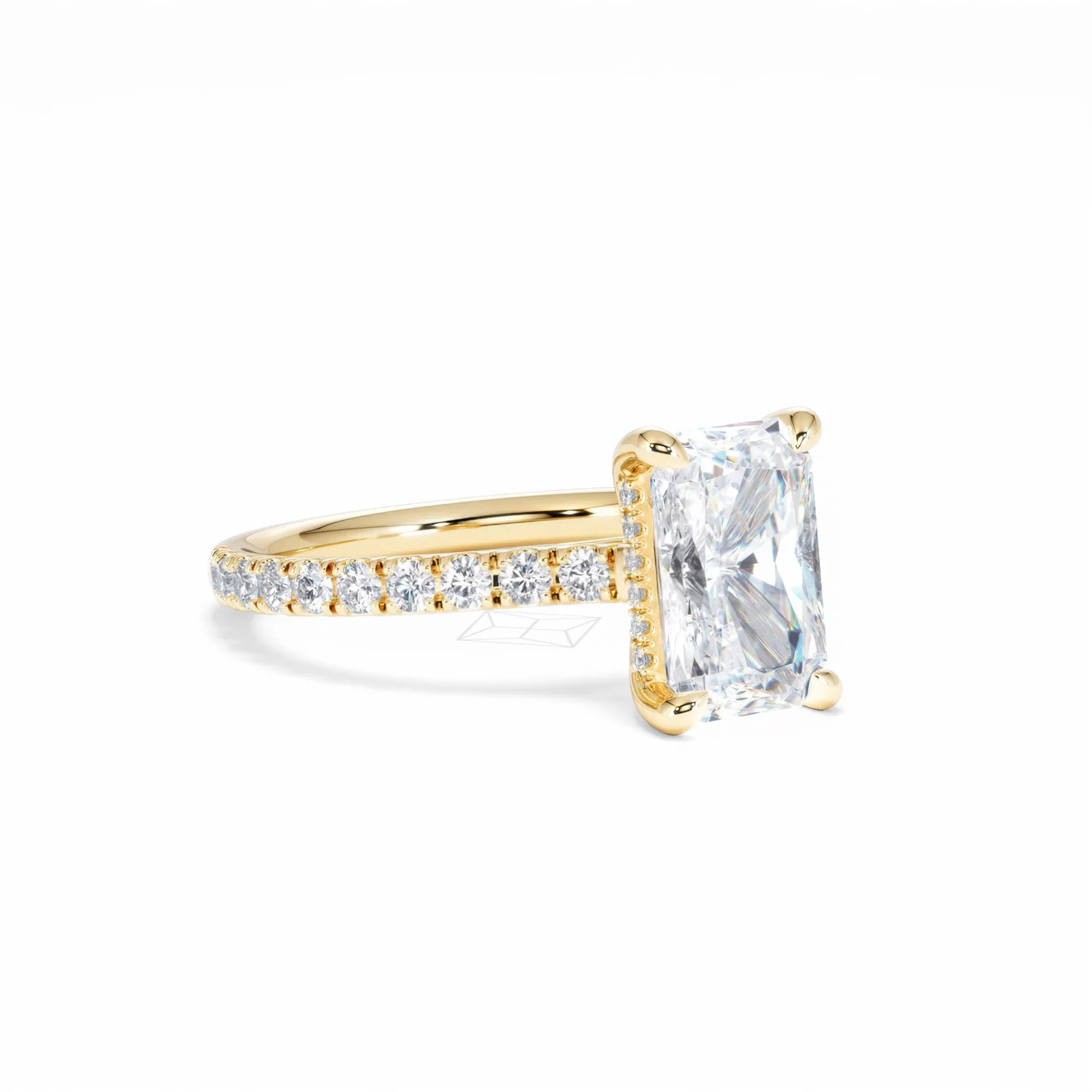 Amora Radiant 2.00ct Hidden Halo Lab Diamond Engagement Ring With Side Stones Set in 18K Gold - Image 16