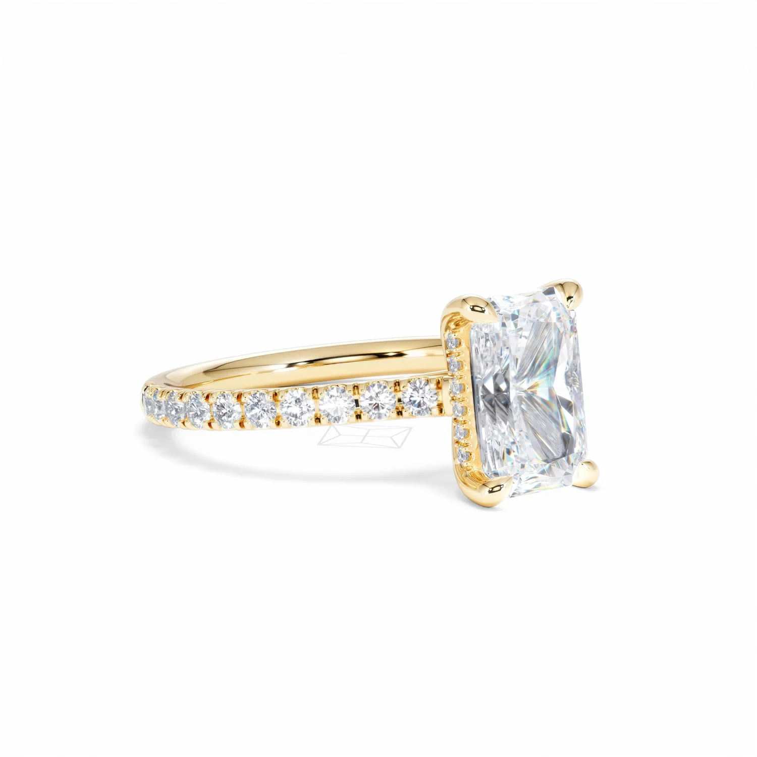 Amora Radiant 2.00ct Hidden Halo Lab Diamond Engagement Ring With Side Stones Set in 18K Gold - Image 17