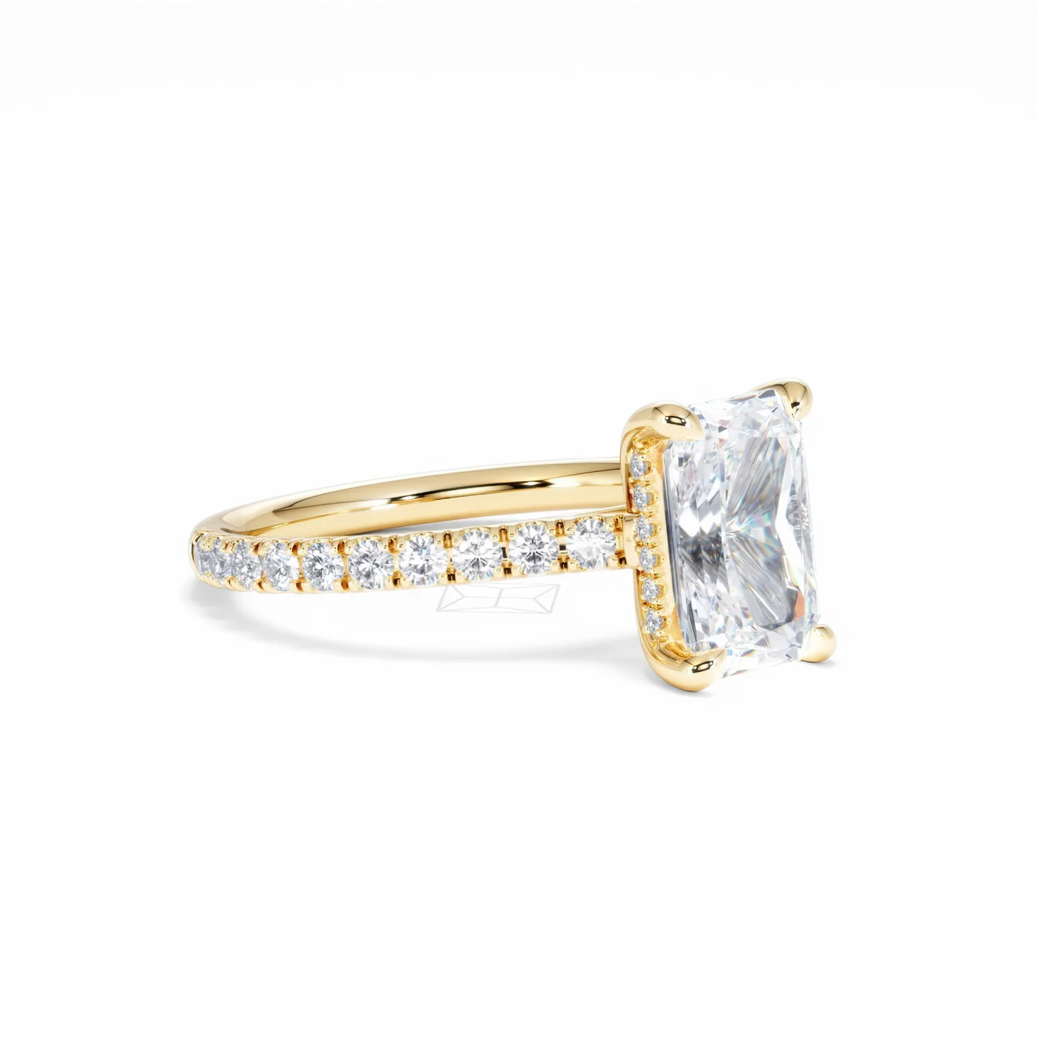 Amora Radiant 2.00ct Hidden Halo Lab Diamond Engagement Ring With Side Stones Set in 18K Gold - Image 18