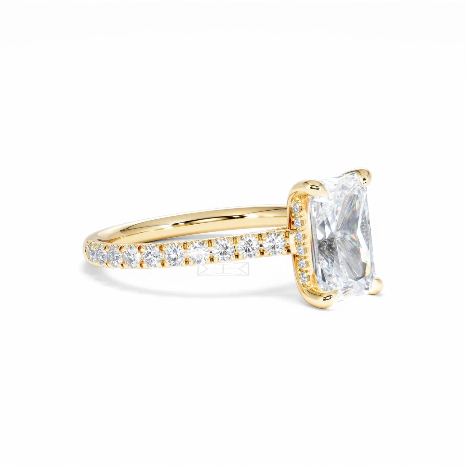 Amora Radiant 2.00ct Hidden Halo Lab Diamond Engagement Ring With Side Stones Set in 18K Gold - Image 19