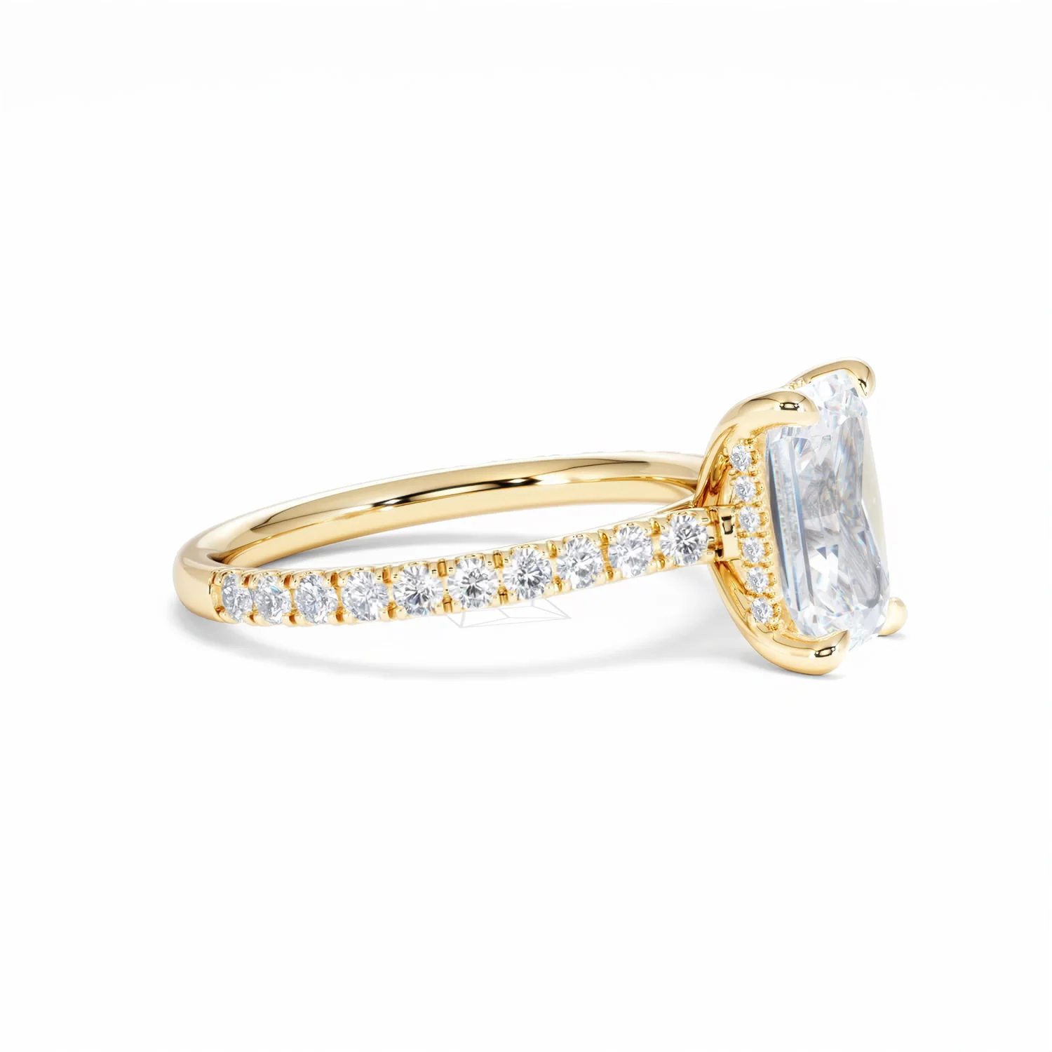 Amora Radiant 2.00ct Hidden Halo Lab Diamond Engagement Ring With Side Stones Set in 18K Gold - Image 23