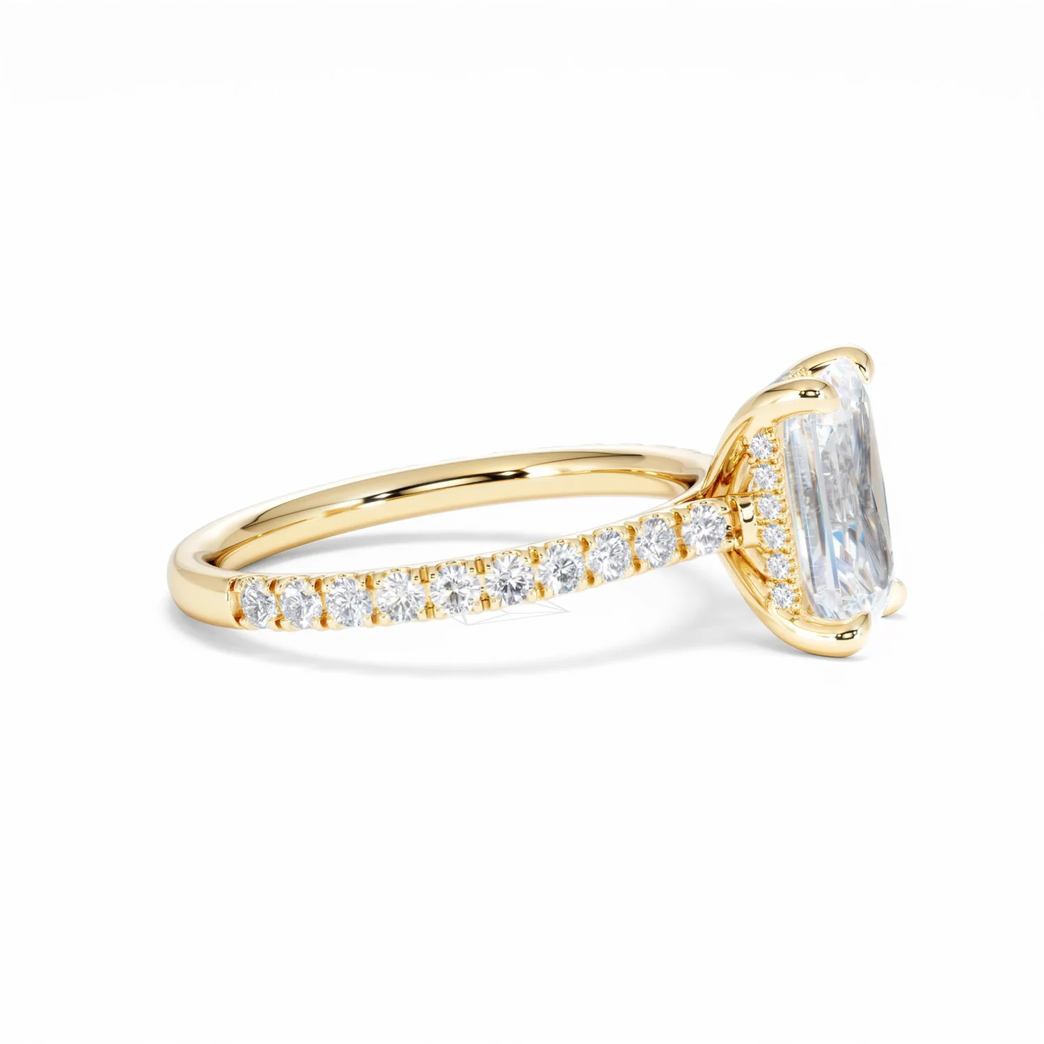 Amora Radiant 2.00ct Hidden Halo Lab Diamond Engagement Ring With Side Stones Set in 18K Gold - Image 25