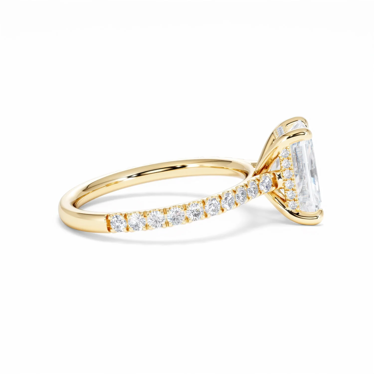 Amora Radiant 2.00ct Hidden Halo Lab Diamond Engagement Ring With Side Stones Set in 18K Gold - Image 29