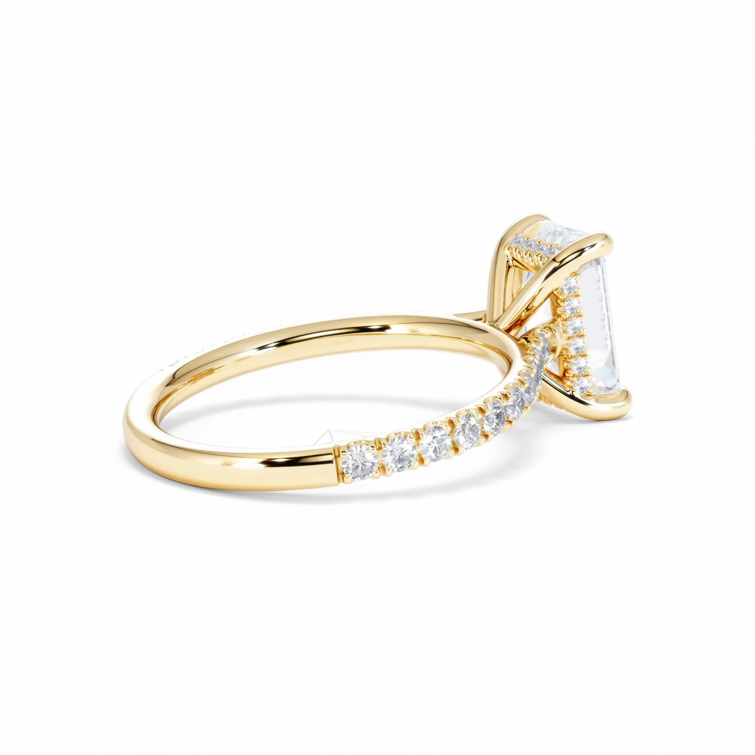 Amora Radiant 2.00ct Hidden Halo Lab Diamond Engagement Ring With Side Stones Set in 18K Gold - Image 36