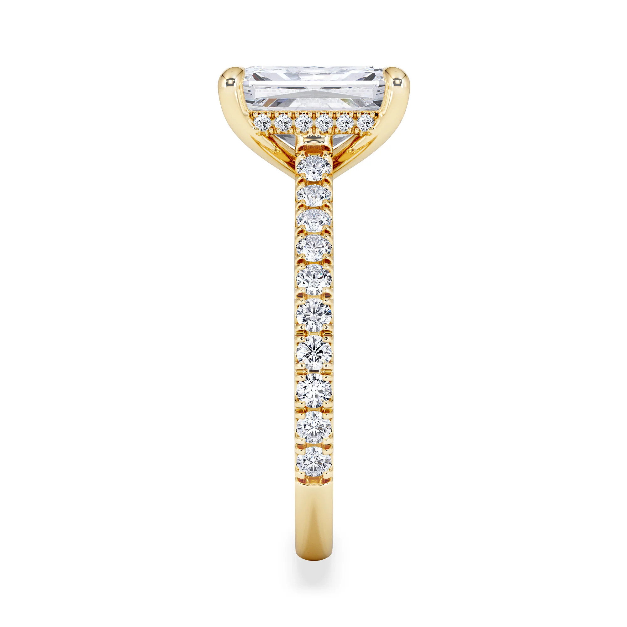 Amora Radiant 2.00ct Hidden Halo Lab Diamond Engagement Ring With Side Stones Set in 18K Gold - Image 4