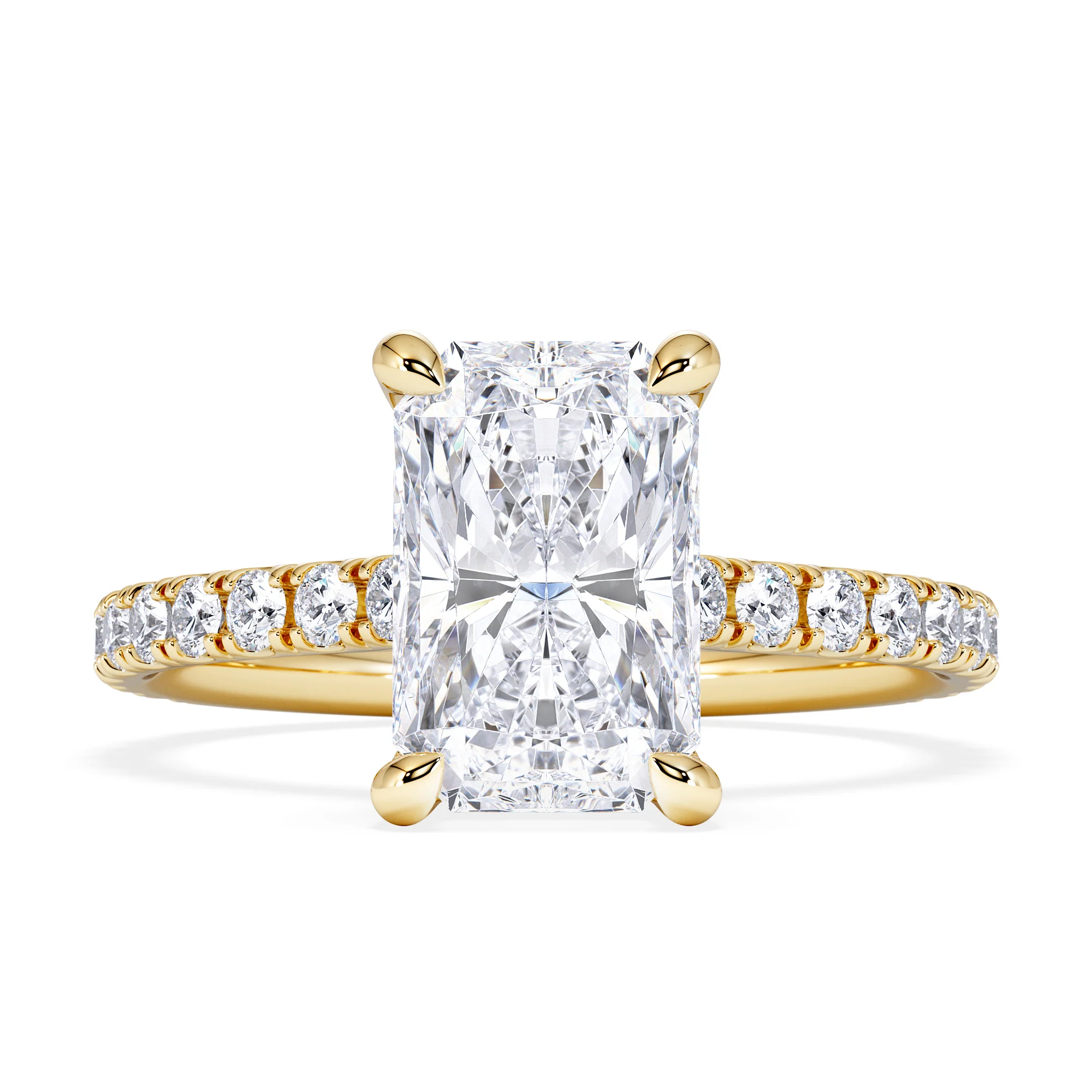 Amora Radiant 2.00ct Hidden Halo Lab Diamond Engagement Ring With Side Stones Set in 18K Gold - Image 5