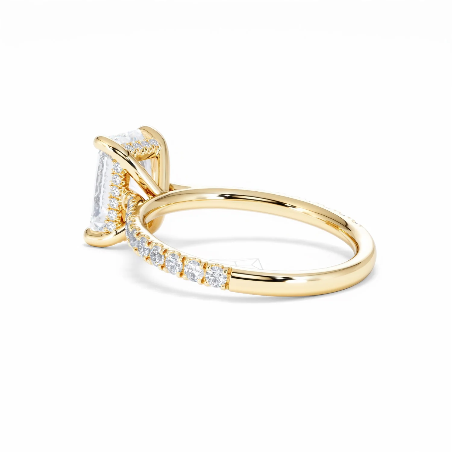Amora Radiant 2.00ct Hidden Halo Lab Diamond Engagement Ring With Side Stones Set in 18K Gold - Image 60