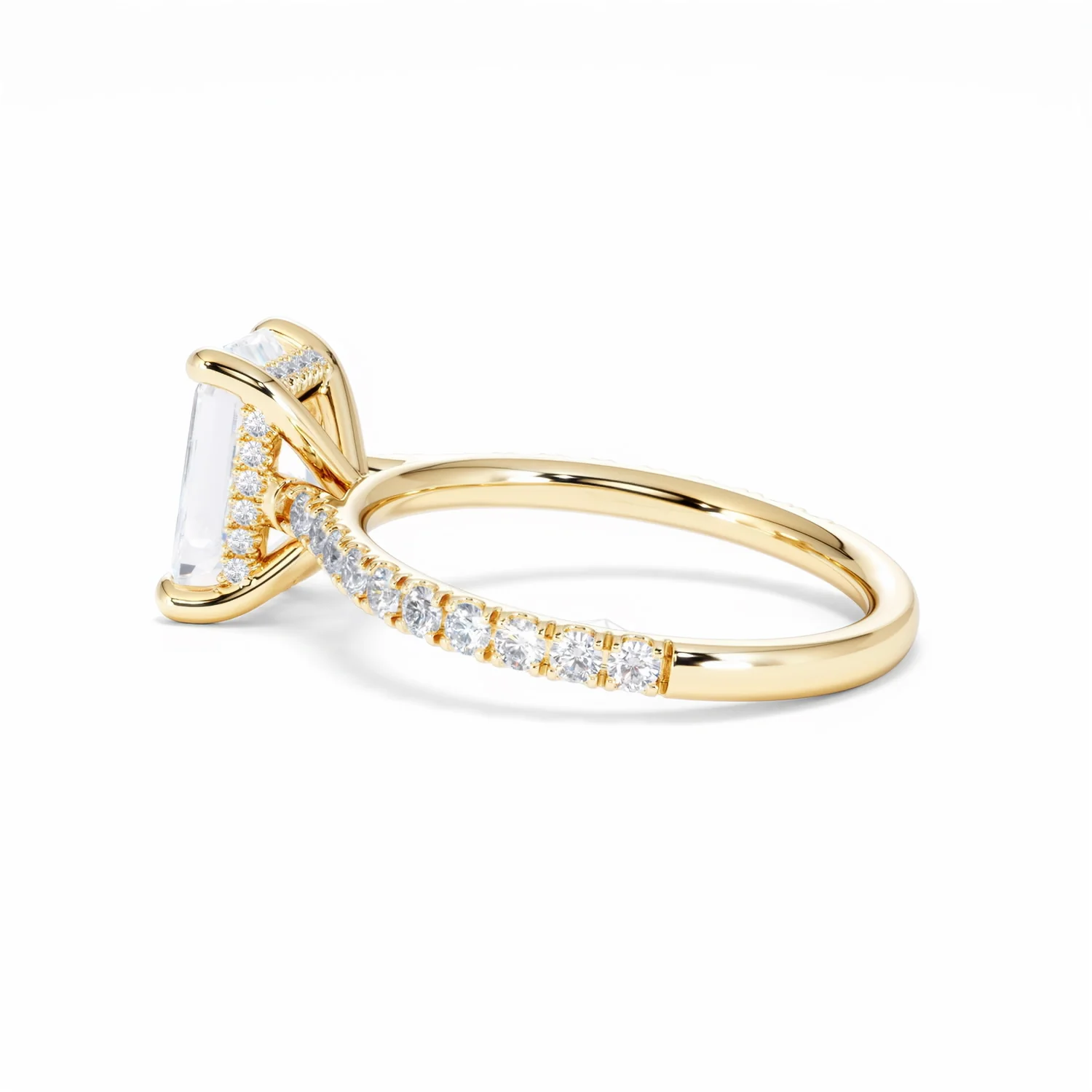 Amora Radiant 2.00ct Hidden Halo Lab Diamond Engagement Ring With Side Stones Set in 18K Gold - Image 64