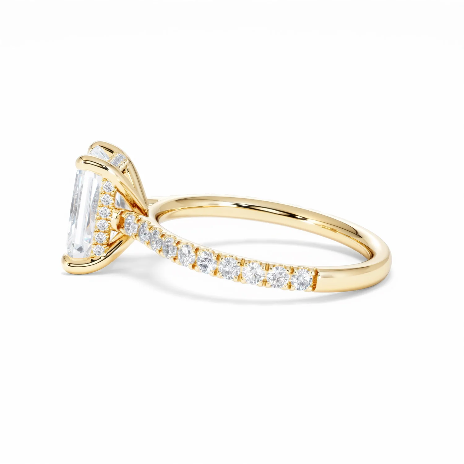 Amora Radiant 2.00ct Hidden Halo Lab Diamond Engagement Ring With Side Stones Set in 18K Gold - Image 67