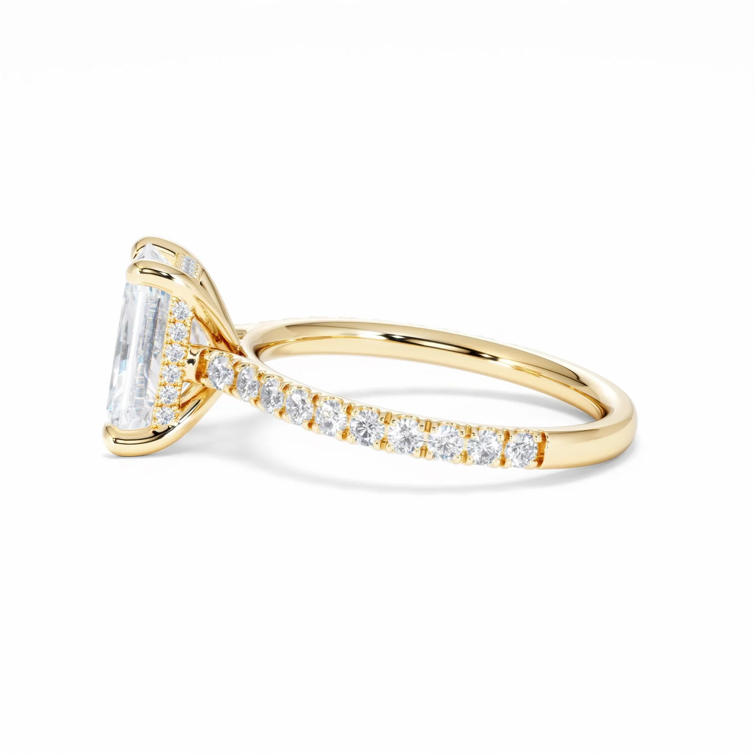 Amora Radiant 2.00ct Hidden Halo Lab Diamond Engagement Ring With Side Stones Set in 18K Gold - Image 69