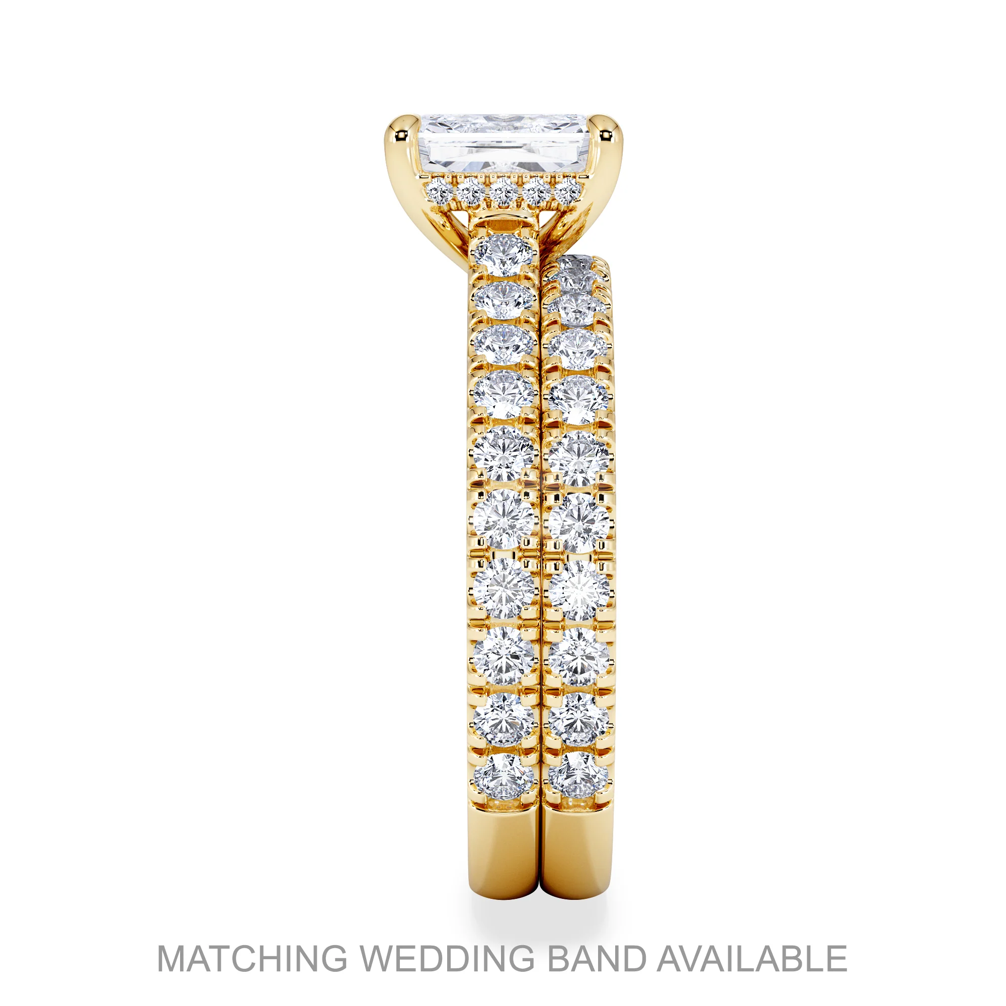 Amora Radiant 2.00ct Hidden Halo Lab Diamond Engagement Ring With Side Stones Set in 18K Gold - Image 7