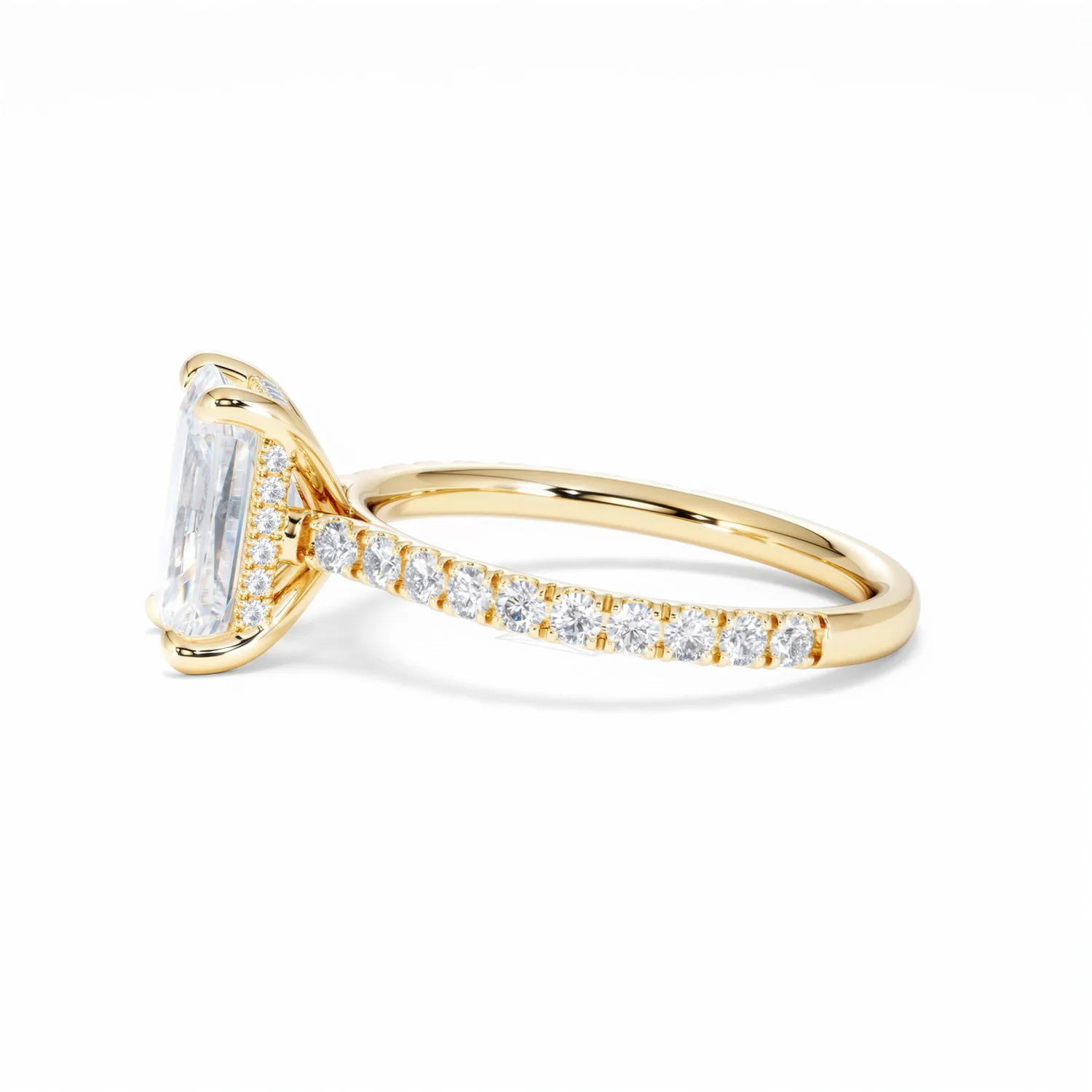 Amora Radiant 2.00ct Hidden Halo Lab Diamond Engagement Ring With Side Stones Set in 18K Gold - Image 71