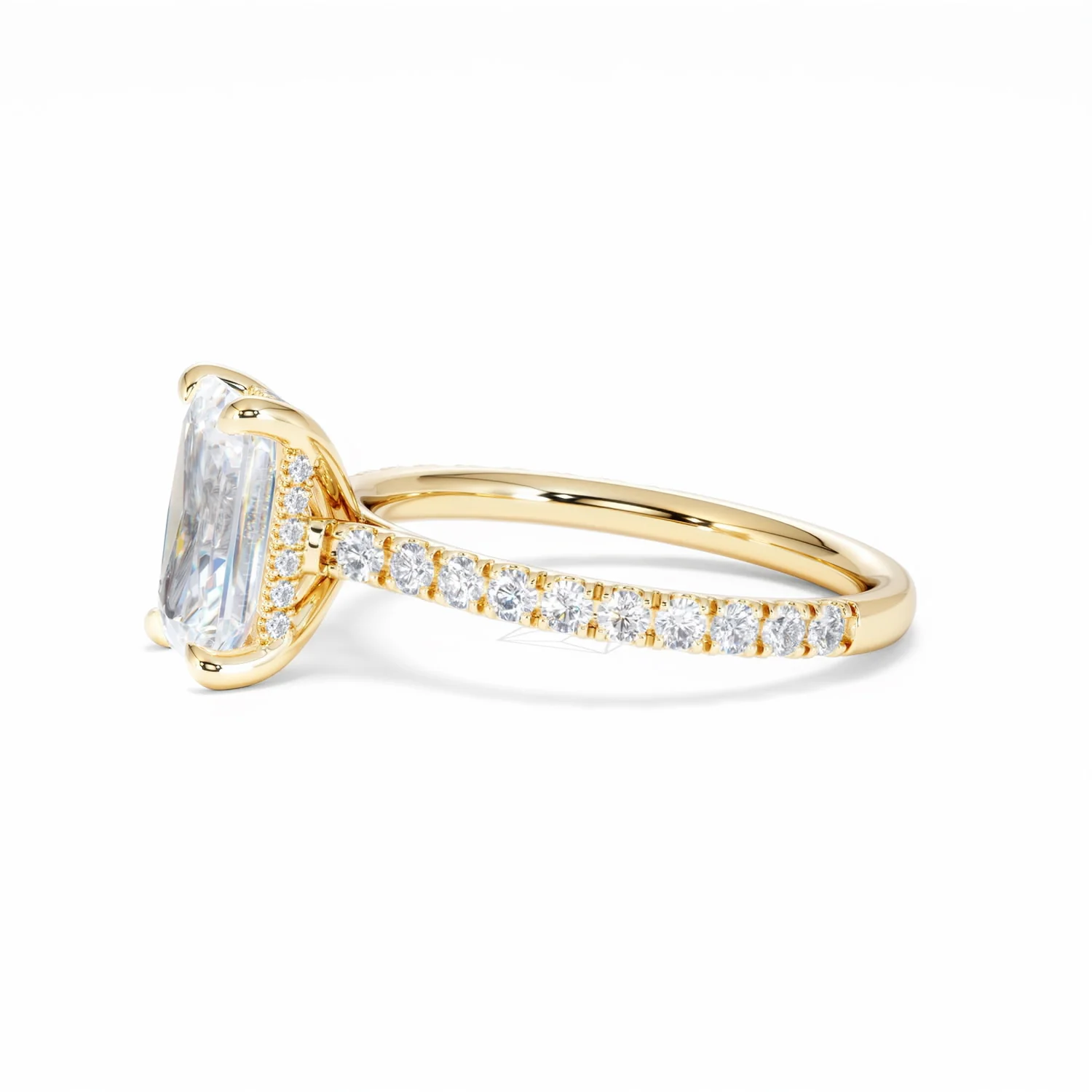 Amora Radiant 2.00ct Hidden Halo Lab Diamond Engagement Ring With Side Stones Set in 18K Gold - Image 73