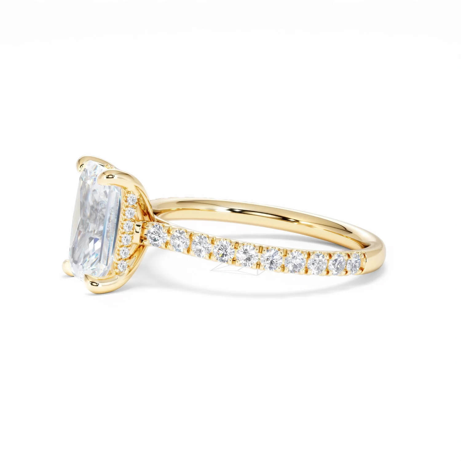 Amora Radiant 2.00ct Hidden Halo Lab Diamond Engagement Ring With Side Stones Set in 18K Gold - Image 74