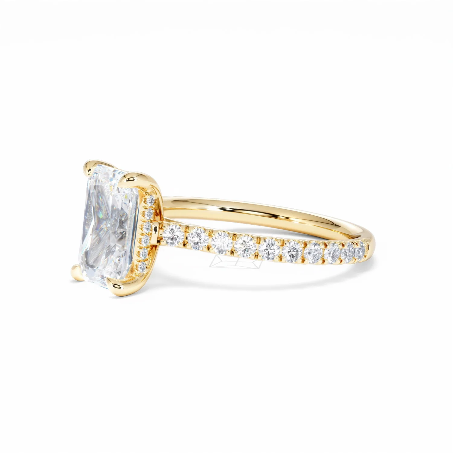 Amora Radiant 2.00ct Hidden Halo Lab Diamond Engagement Ring With Side Stones Set in 18K Gold - Image 77