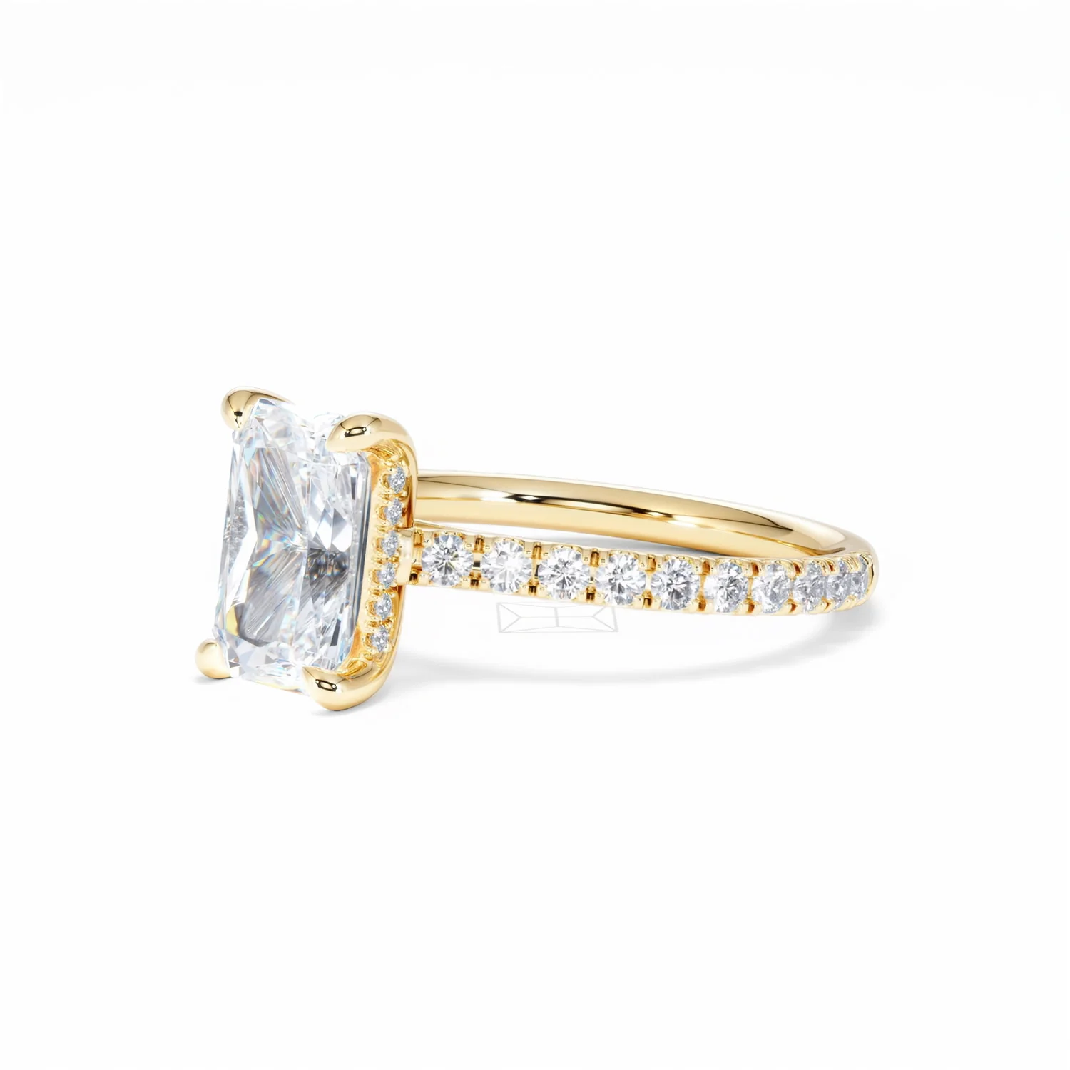 Amora Radiant 2.00ct Hidden Halo Lab Diamond Engagement Ring With Side Stones Set in 18K Gold - Image 79