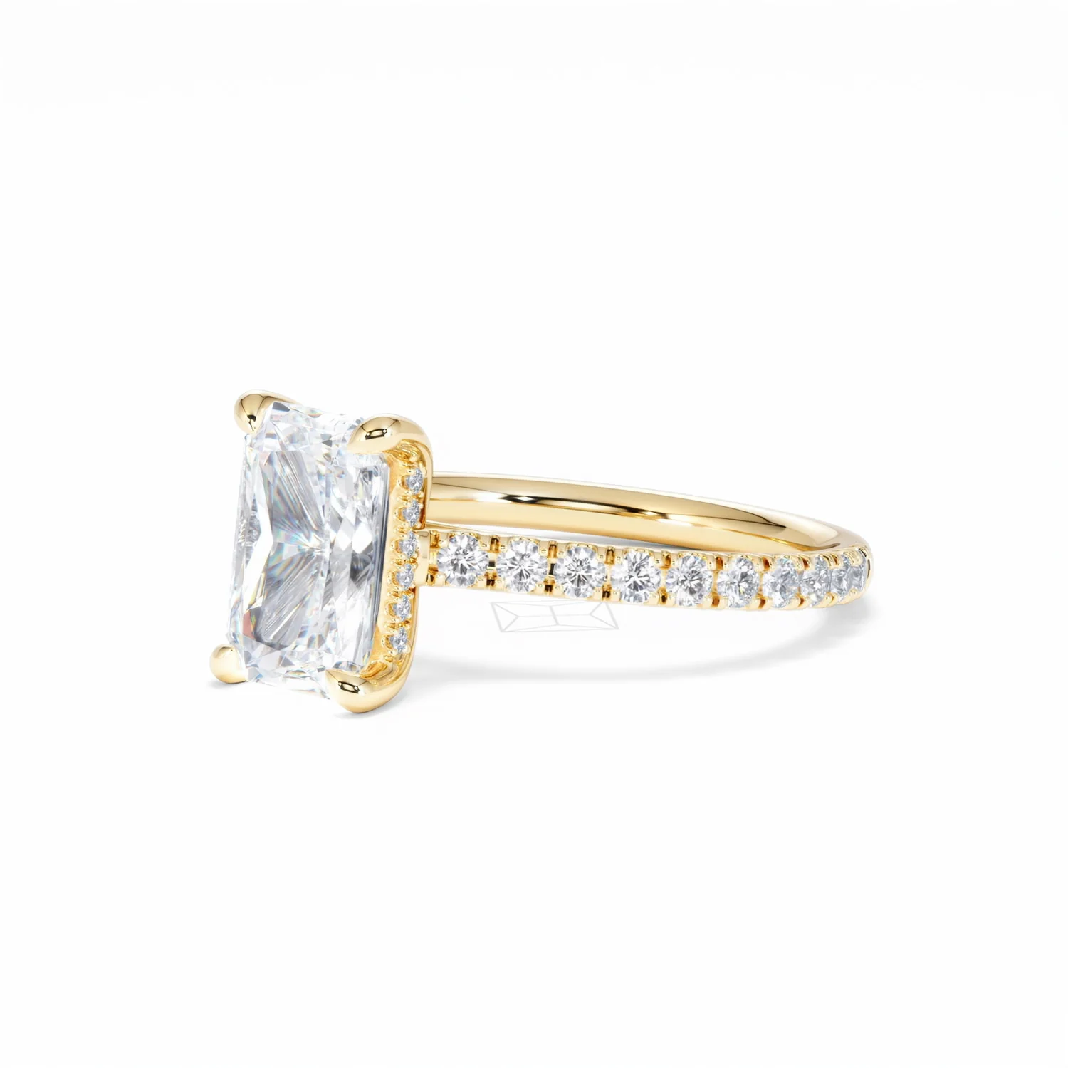 Amora Radiant 2.00ct Hidden Halo Lab Diamond Engagement Ring With Side Stones Set in 18K Gold - Image 80