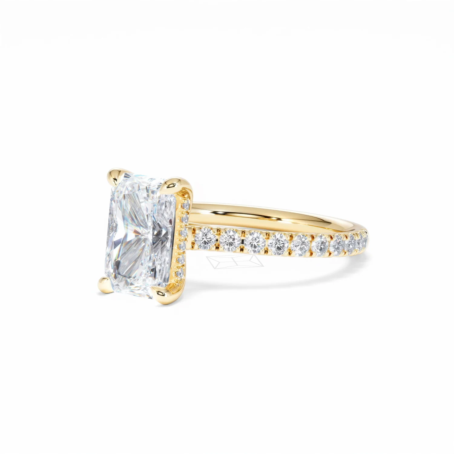Amora Radiant 2.00ct Hidden Halo Lab Diamond Engagement Ring With Side Stones Set in 18K Gold - Image 81