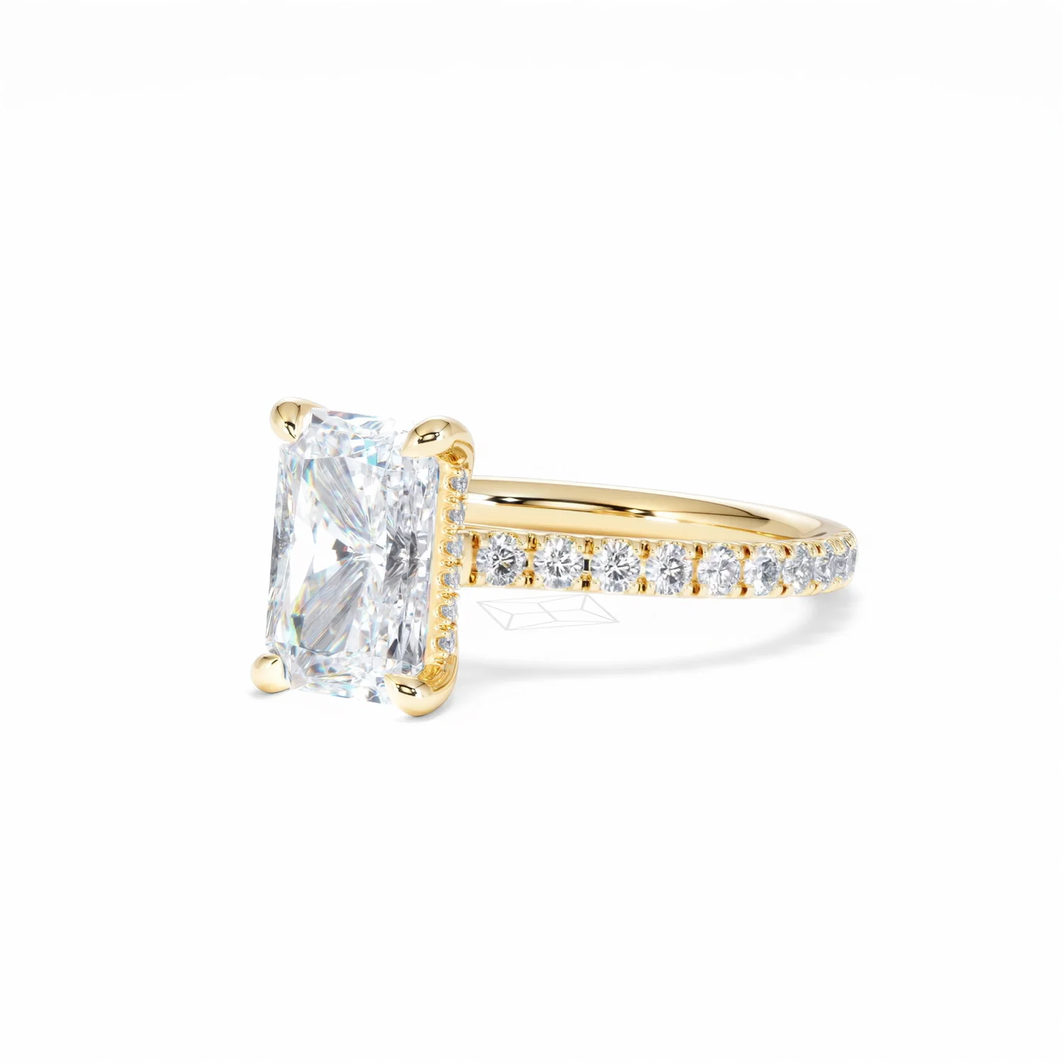 Amora Radiant 2.00ct Hidden Halo Lab Diamond Engagement Ring With Side Stones Set in 18K Gold - Image 82