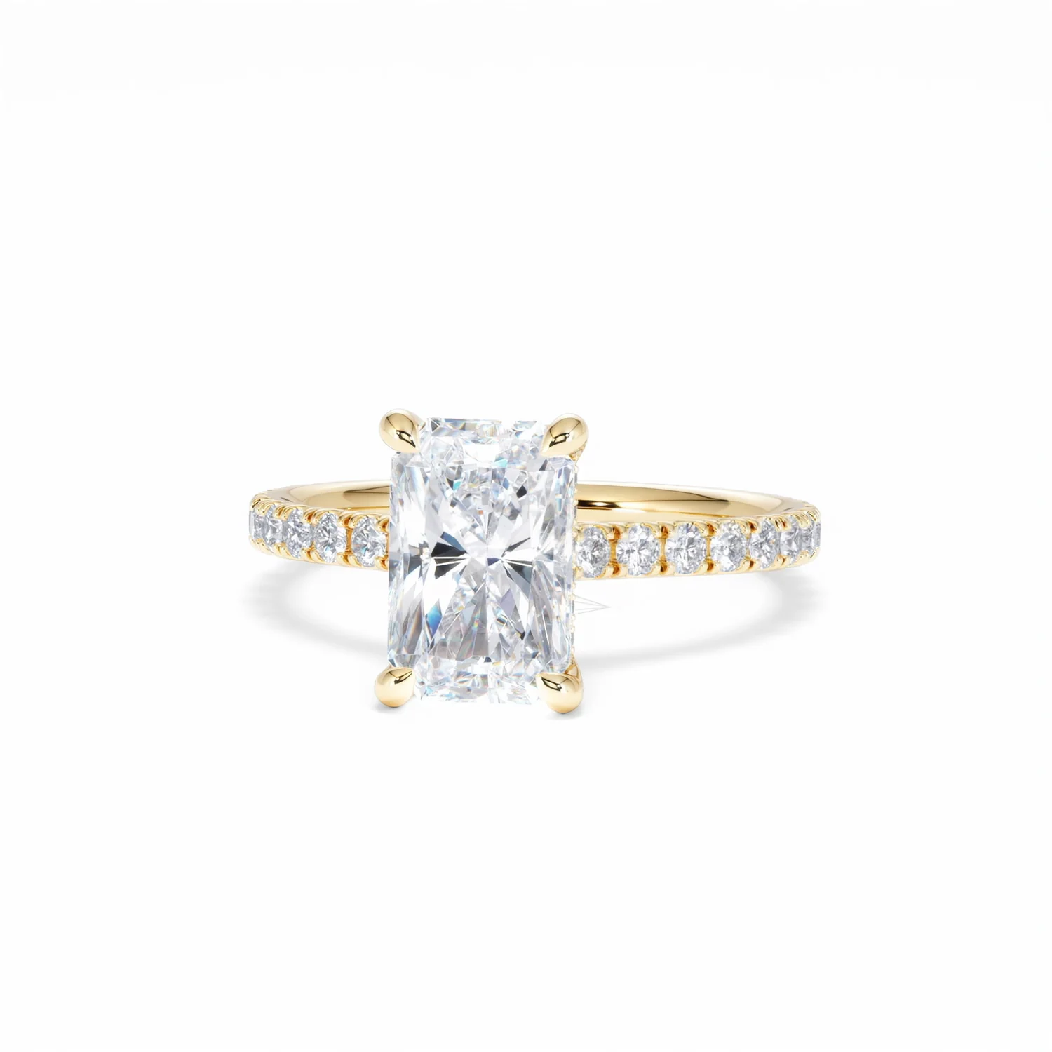 Amora Radiant 2.00ct Hidden Halo Lab Diamond Engagement Ring With Side Stones Set in 18K Gold - Image 87