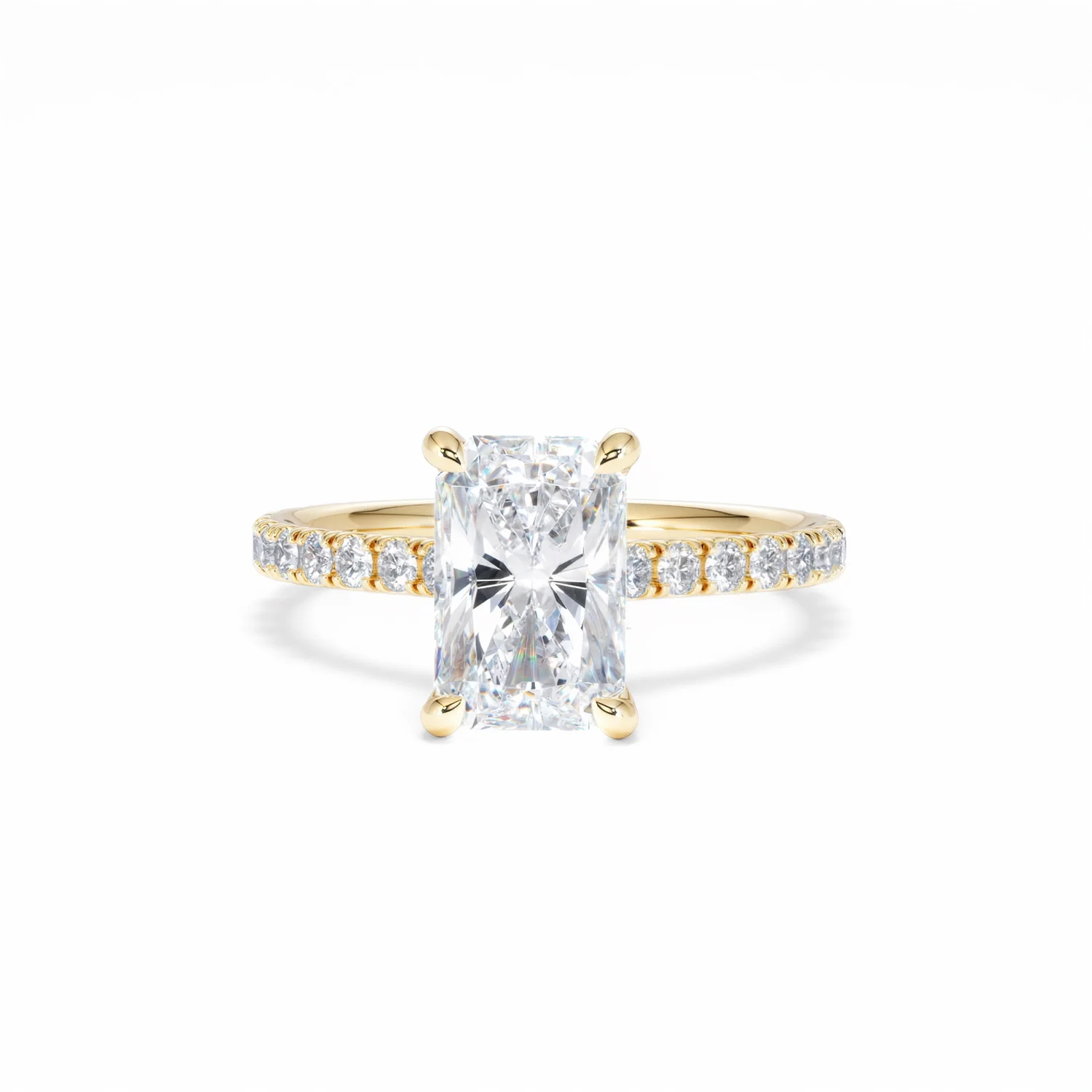 Amora Radiant 2.00ct Hidden Halo Lab Diamond Engagement Ring With Side Stones Set in 18K Gold - Image 88