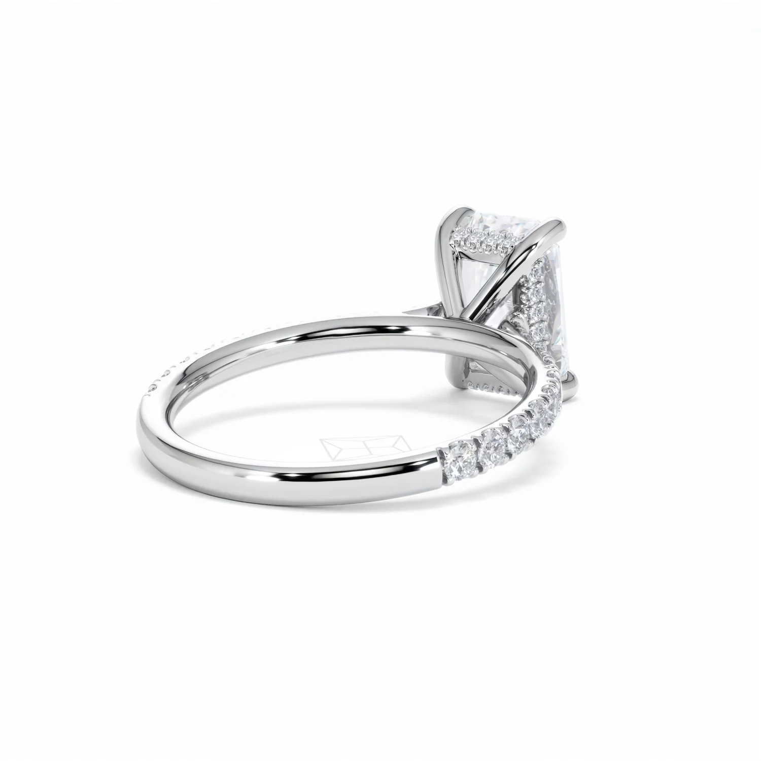 Amora Radiant 2.00ct Hidden Halo Lab Diamond Engagement Ring With Side Stones Set in 18K White Gold - Image 41