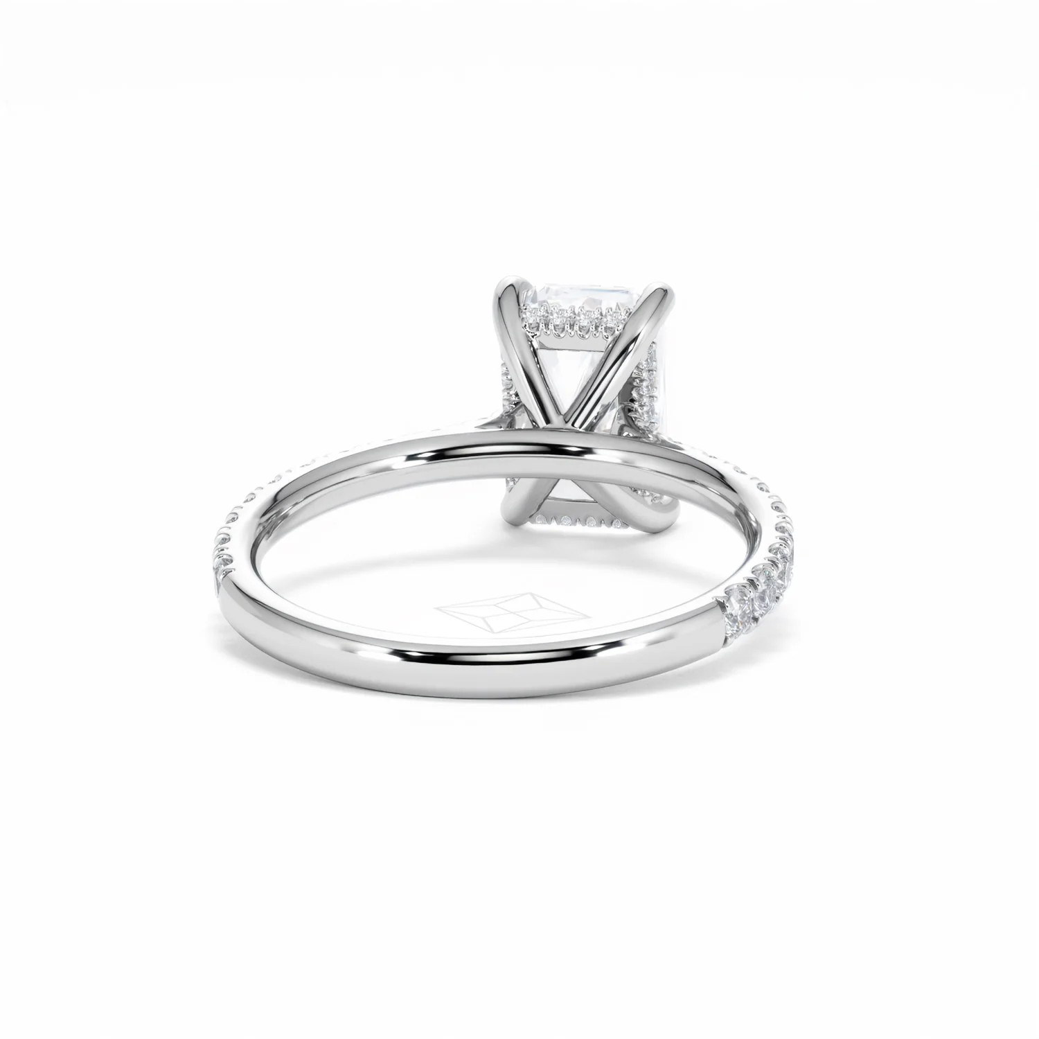 Amora Radiant 2.00ct Hidden Halo Lab Diamond Engagement Ring With Side Stones Set in 18K White Gold - Image 46