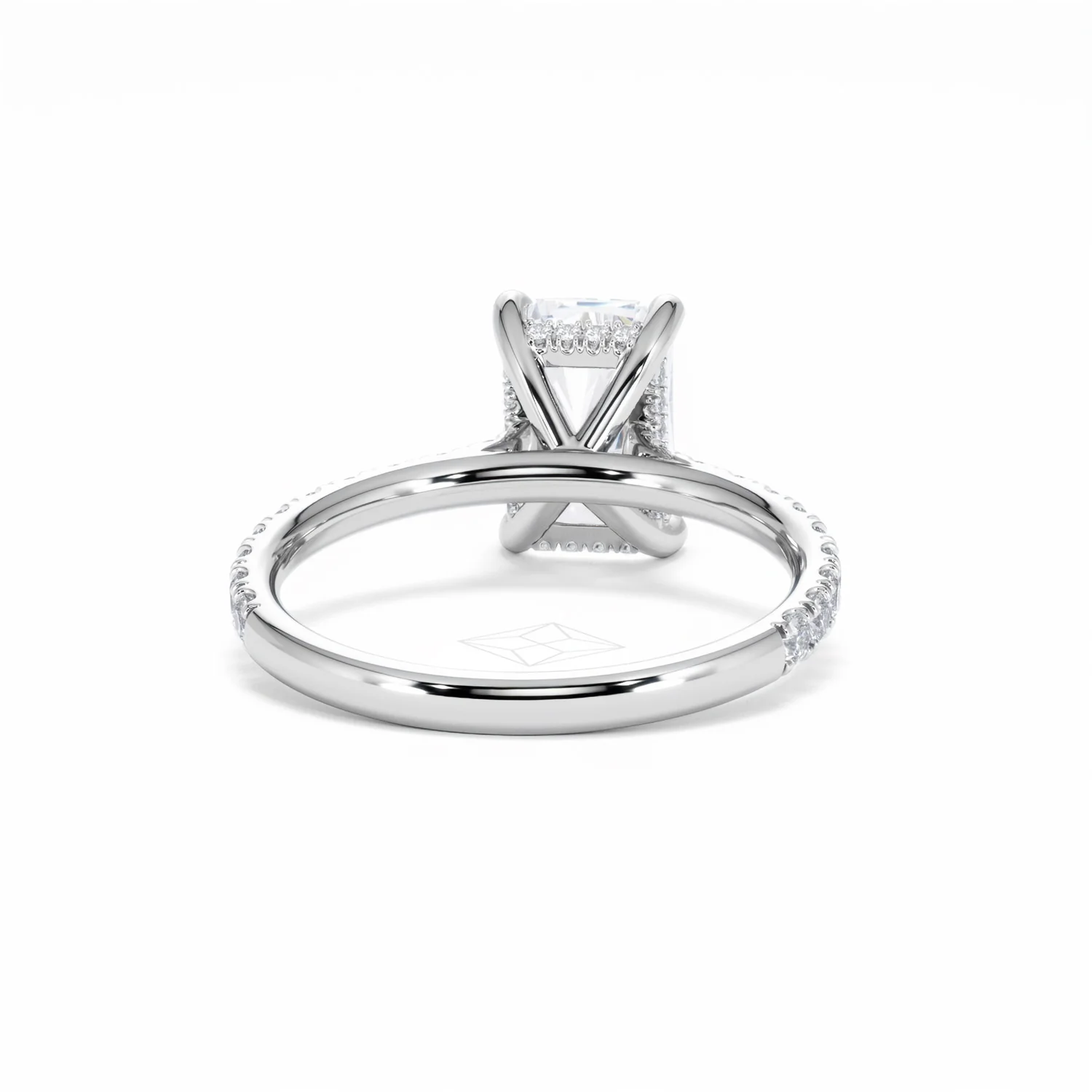 Amora Radiant 2.00ct Hidden Halo Lab Diamond Engagement Ring With Side Stones Set in 18K White Gold - Image 47