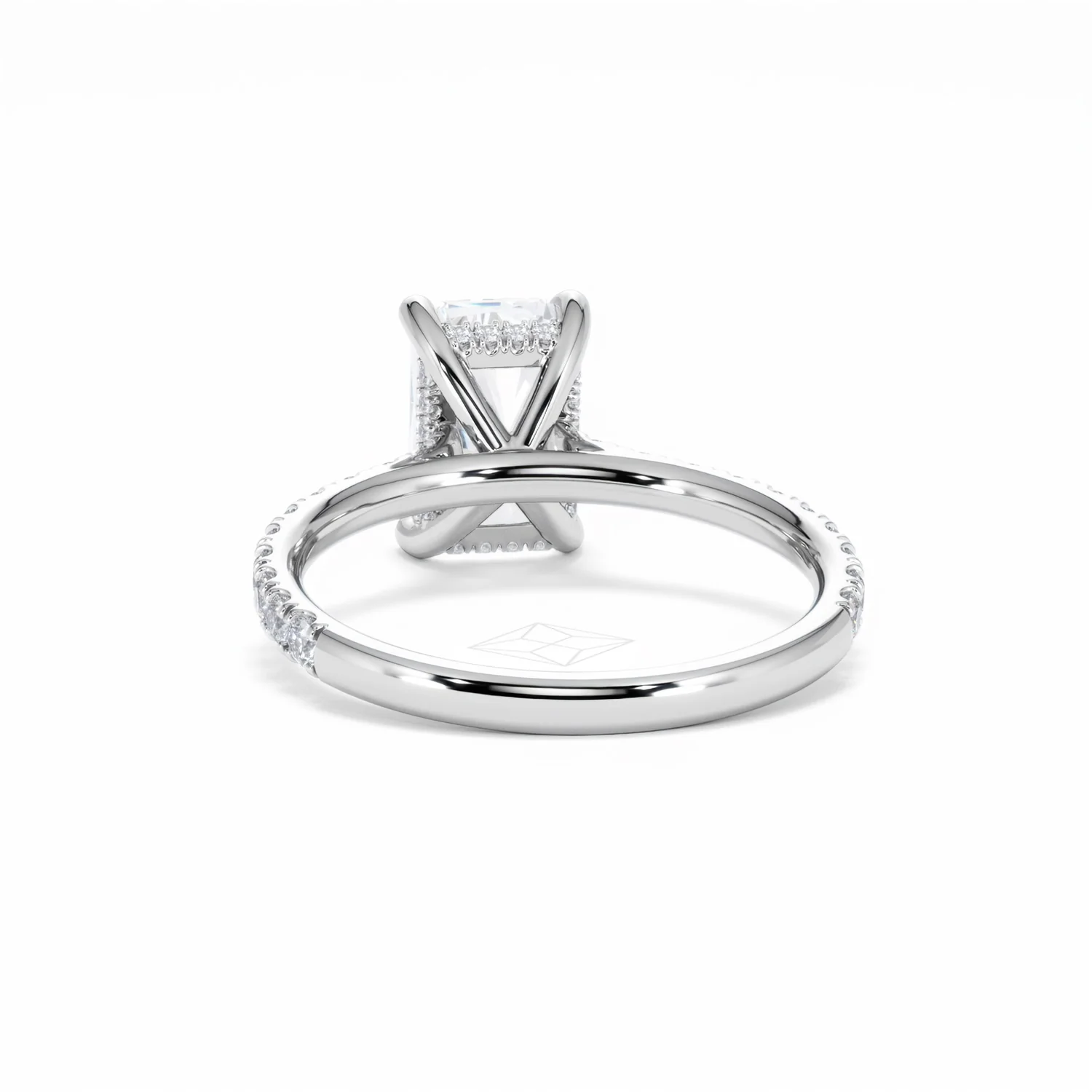 Amora Radiant 2.00ct Hidden Halo Lab Diamond Engagement Ring With Side Stones Set in 18K White Gold - Image 51