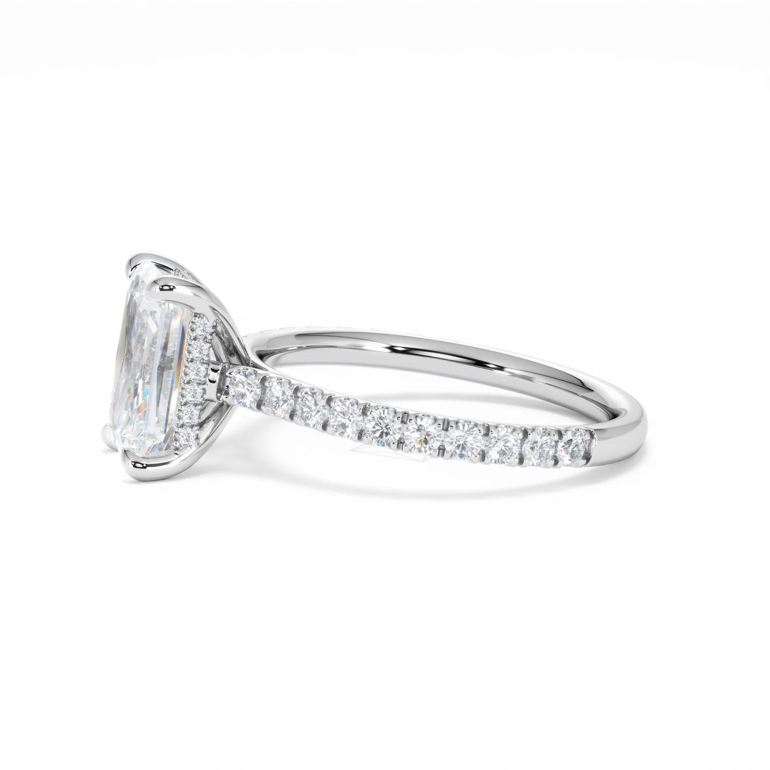 Amora Radiant 2.00ct Hidden Halo Lab Diamond Engagement Ring With Side Stones Set in 18K White Gold - Image 72