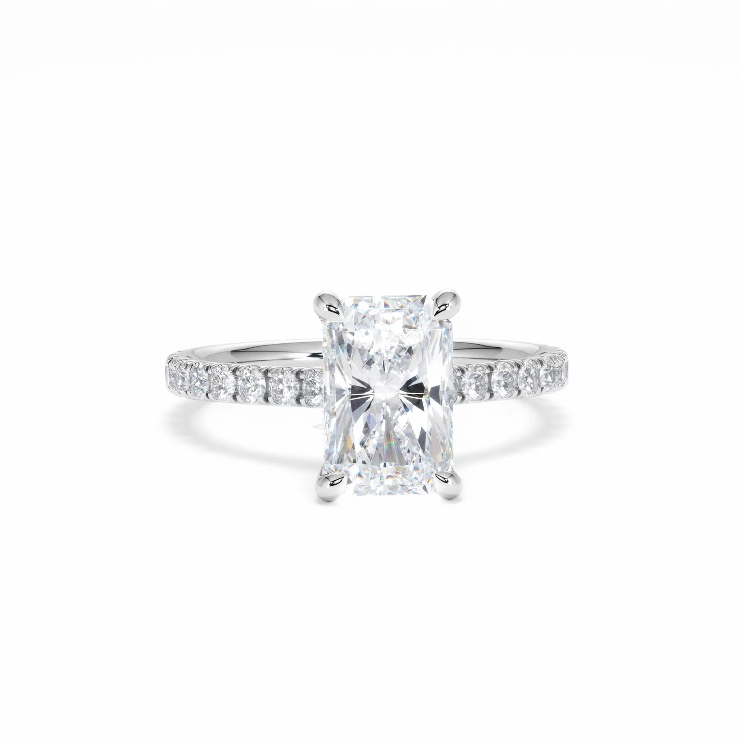 Amora Radiant 2.00ct Hidden Halo Lab Diamond Engagement Ring With Side Stones Set in Platinum - Image 11