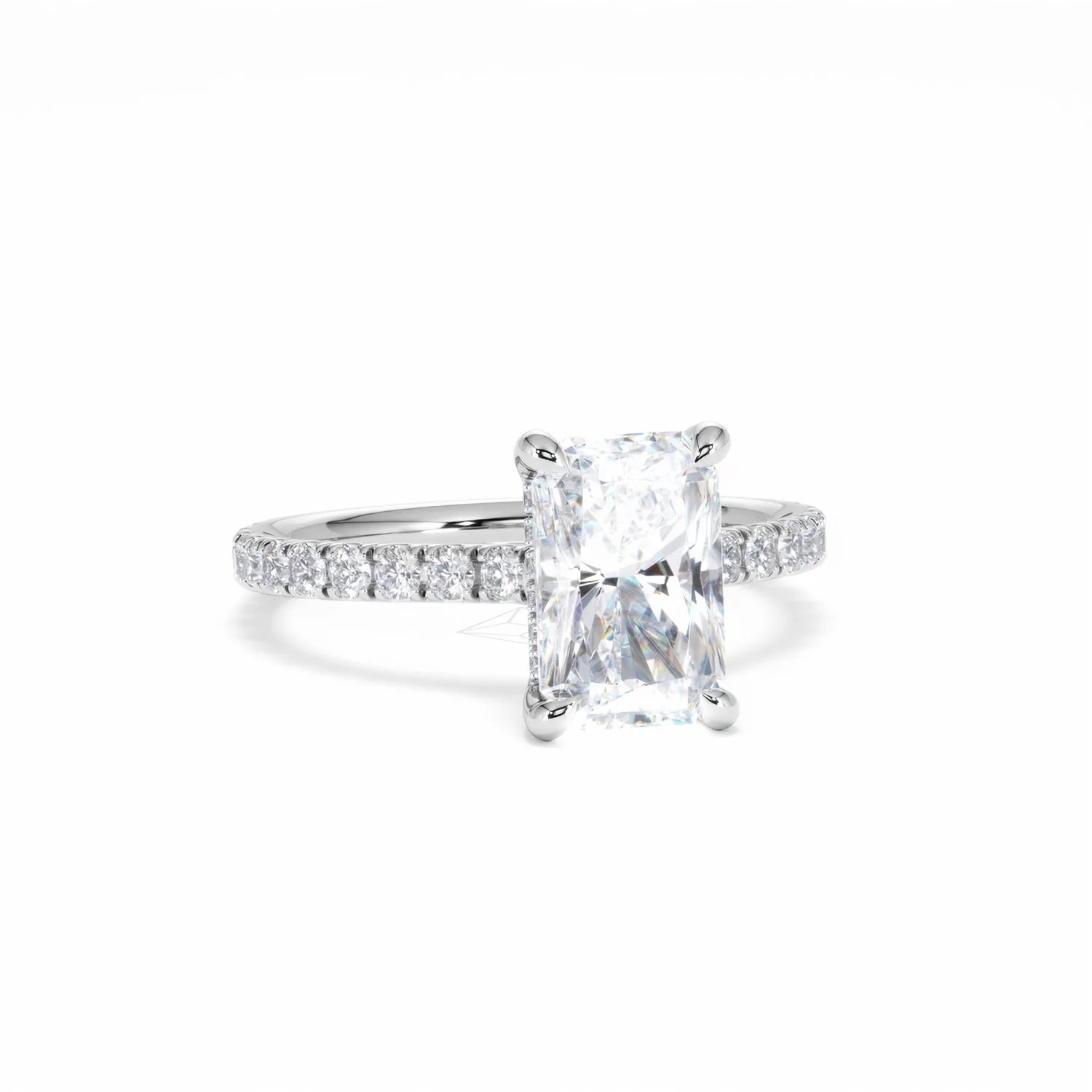 Amora Radiant 2.00ct Hidden Halo Lab Diamond Engagement Ring With Side Stones Set in Platinum - Image 13
