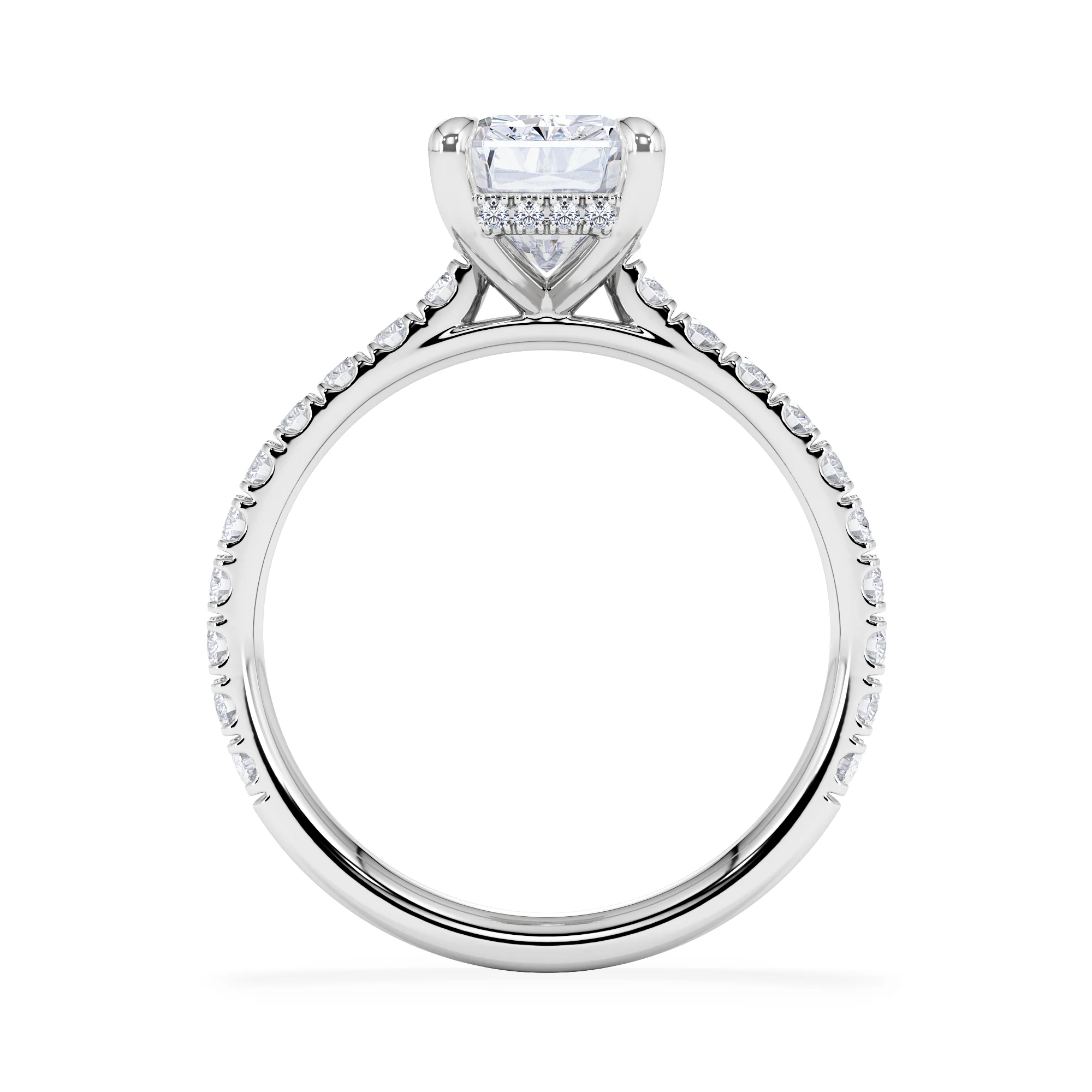 Amora Radiant 2.00ct Hidden Halo Lab Diamond Engagement Ring With Side Stones Set in Platinum - Image 3
