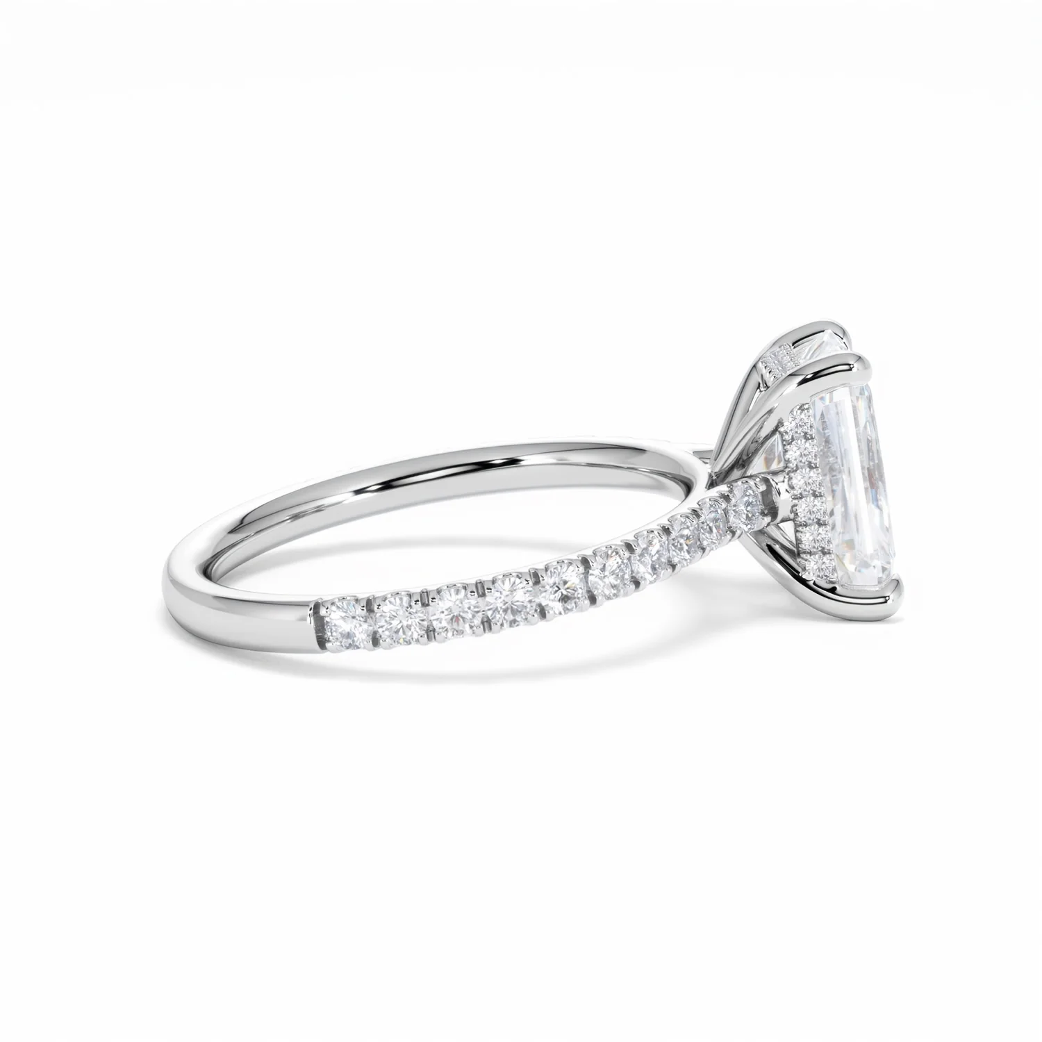 Amora Radiant 2.00ct Hidden Halo Lab Diamond Engagement Ring With Side Stones Set in Platinum - Image 31
