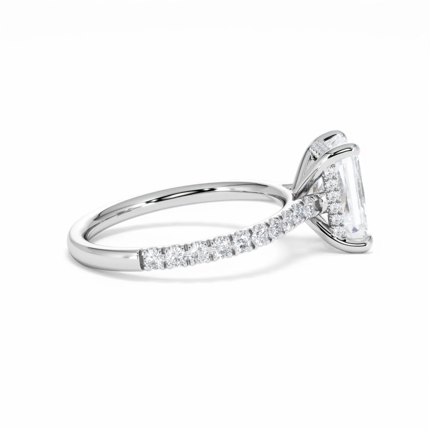 Amora Radiant 2.00ct Hidden Halo Lab Diamond Engagement Ring With Side Stones Set in Platinum - Image 32