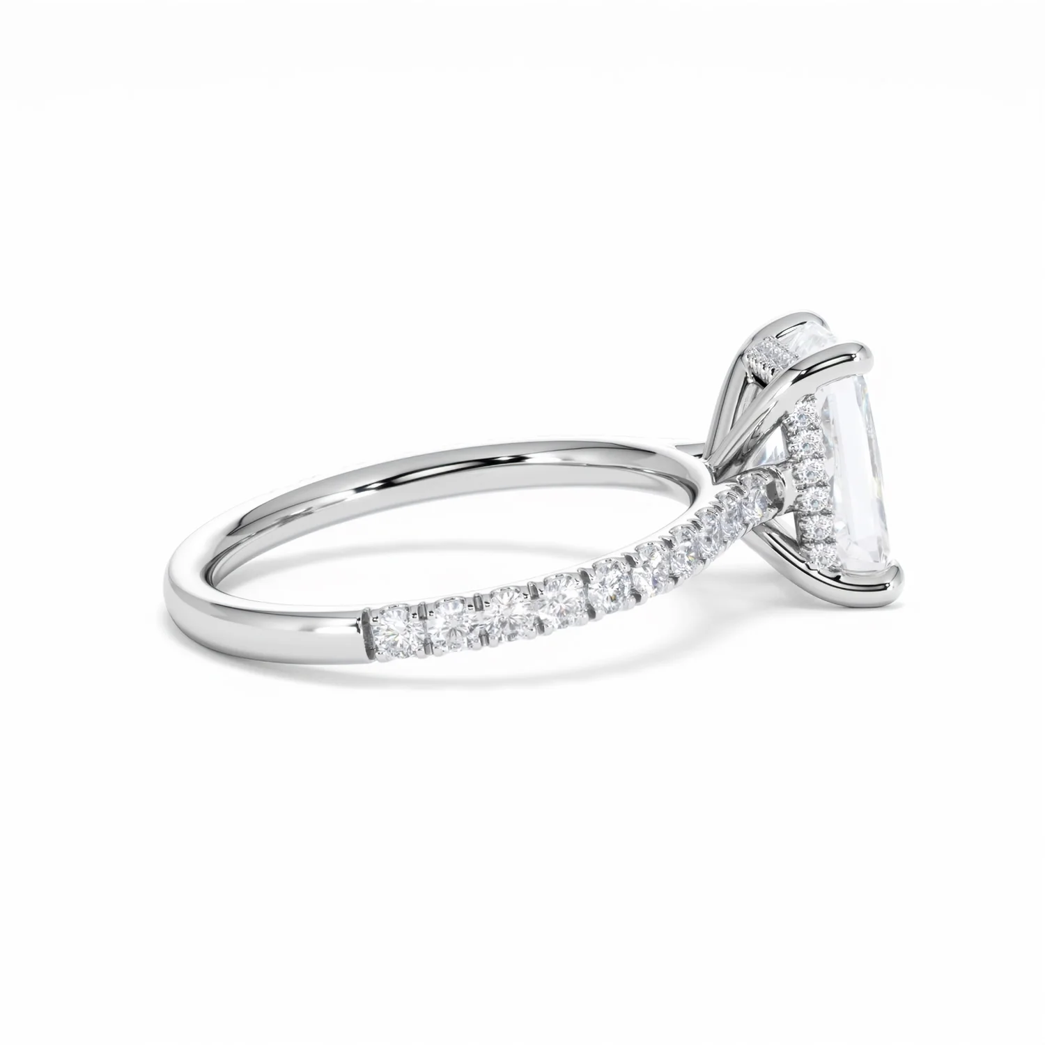Amora Radiant 2.00ct Hidden Halo Lab Diamond Engagement Ring With Side Stones Set in Platinum - Image 33