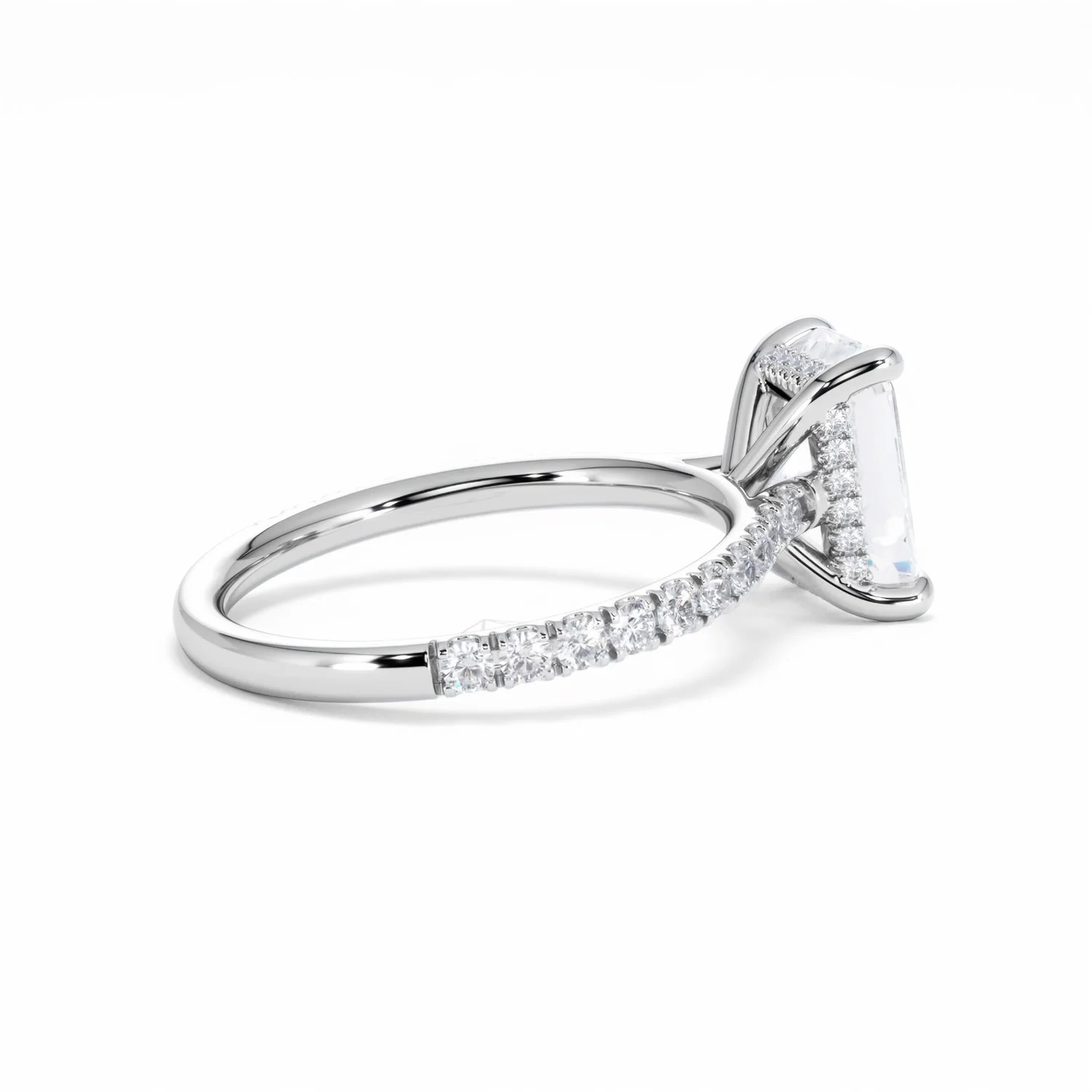 Amora Radiant 2.00ct Hidden Halo Lab Diamond Engagement Ring With Side Stones Set in Platinum - Image 35
