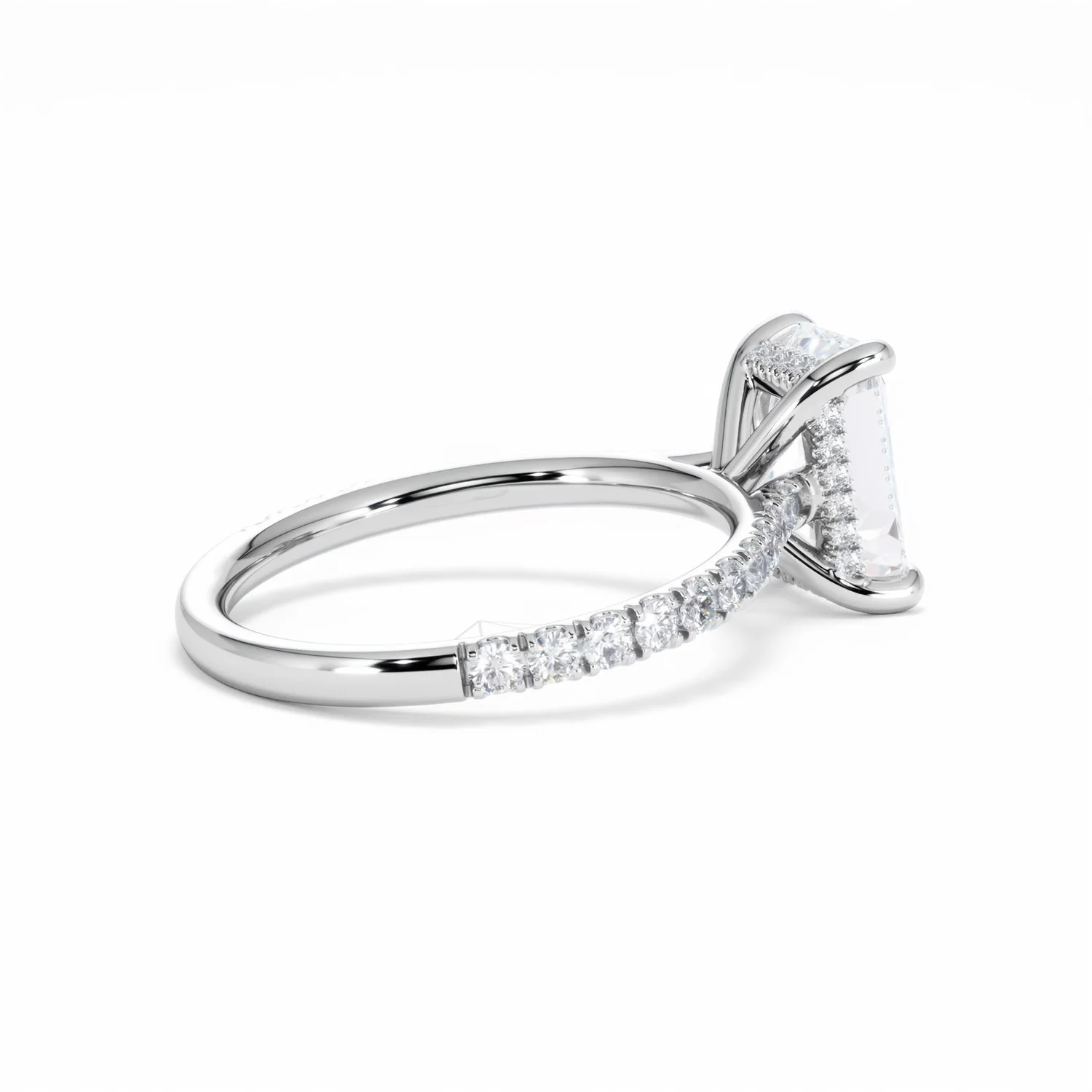 Amora Radiant 2.00ct Hidden Halo Lab Diamond Engagement Ring With Side Stones Set in Platinum - Image 36