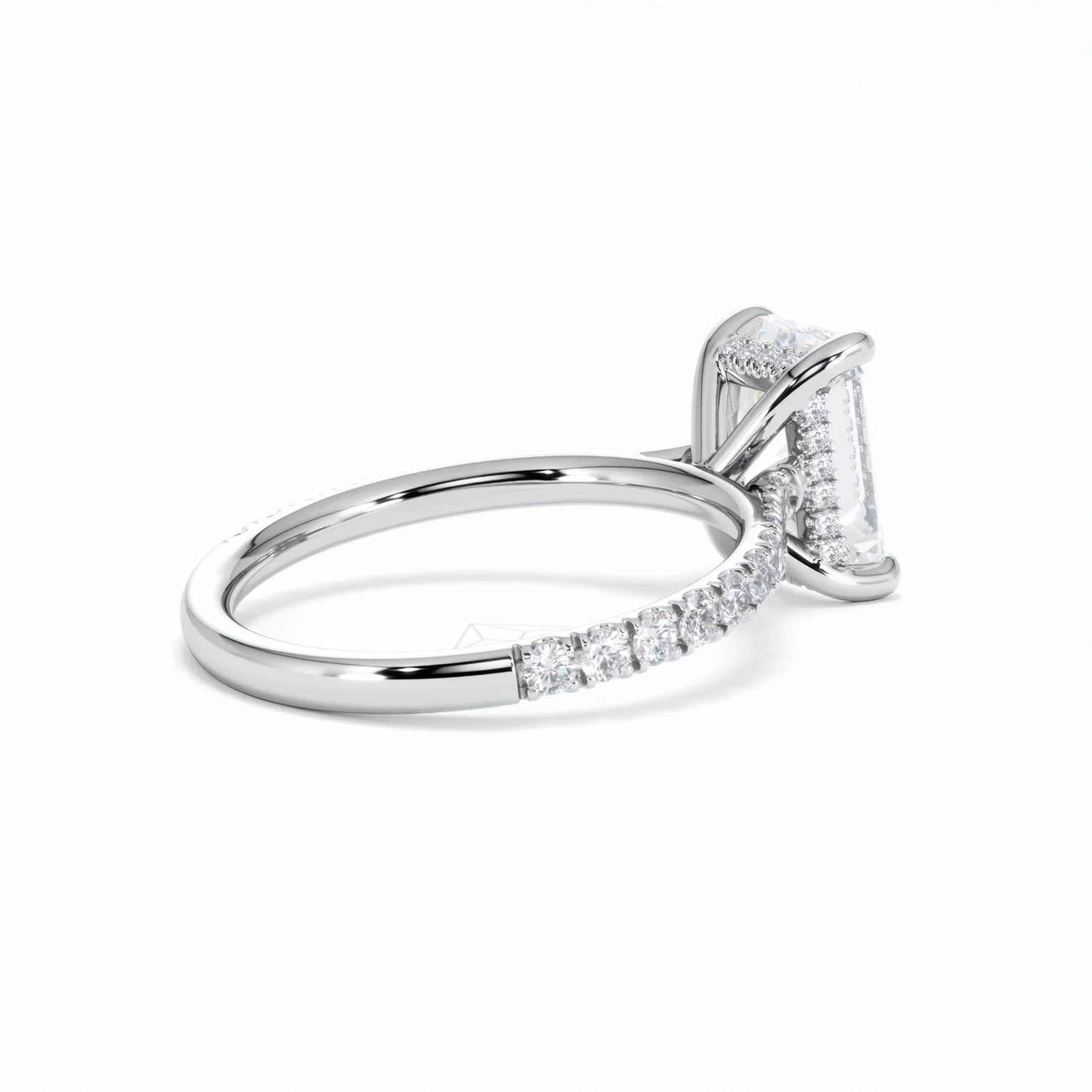 Amora Radiant 2.00ct Hidden Halo Lab Diamond Engagement Ring With Side Stones Set in Platinum - Image 38