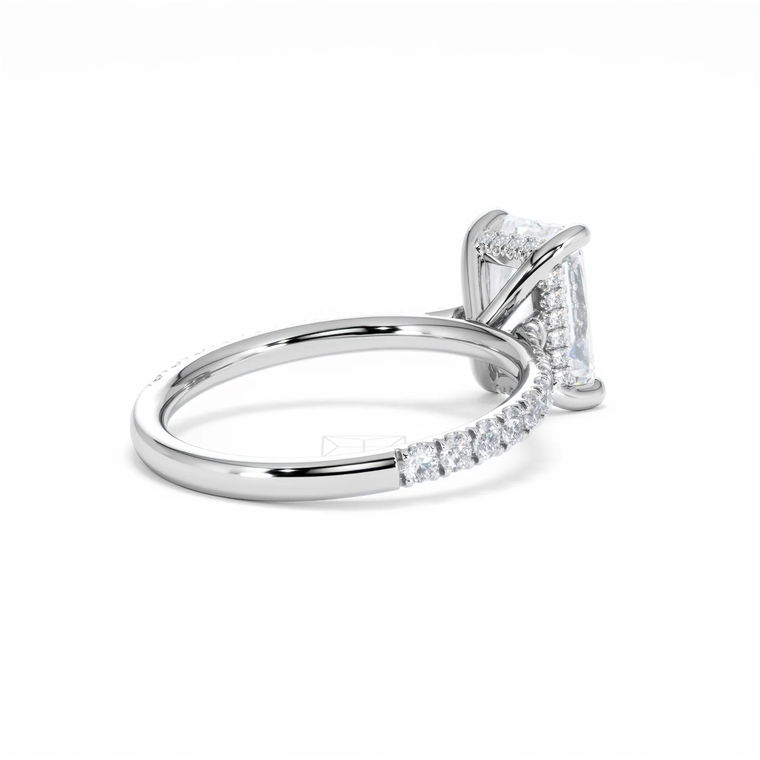 Amora Radiant 2.00ct Hidden Halo Lab Diamond Engagement Ring With Side Stones Set in Platinum - Image 40