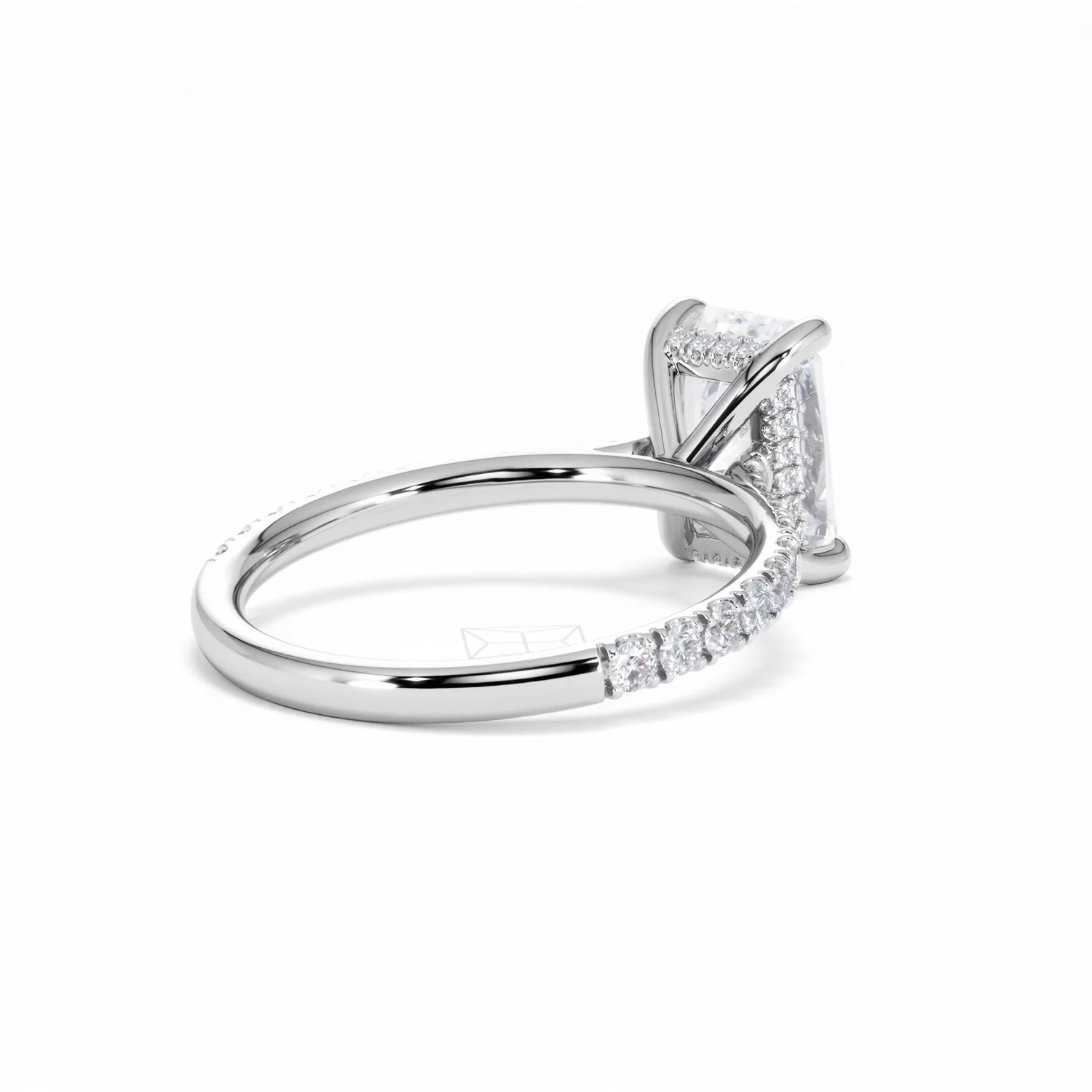 Amora Radiant 2.00ct Hidden Halo Lab Diamond Engagement Ring With Side Stones Set in Platinum - Image 41