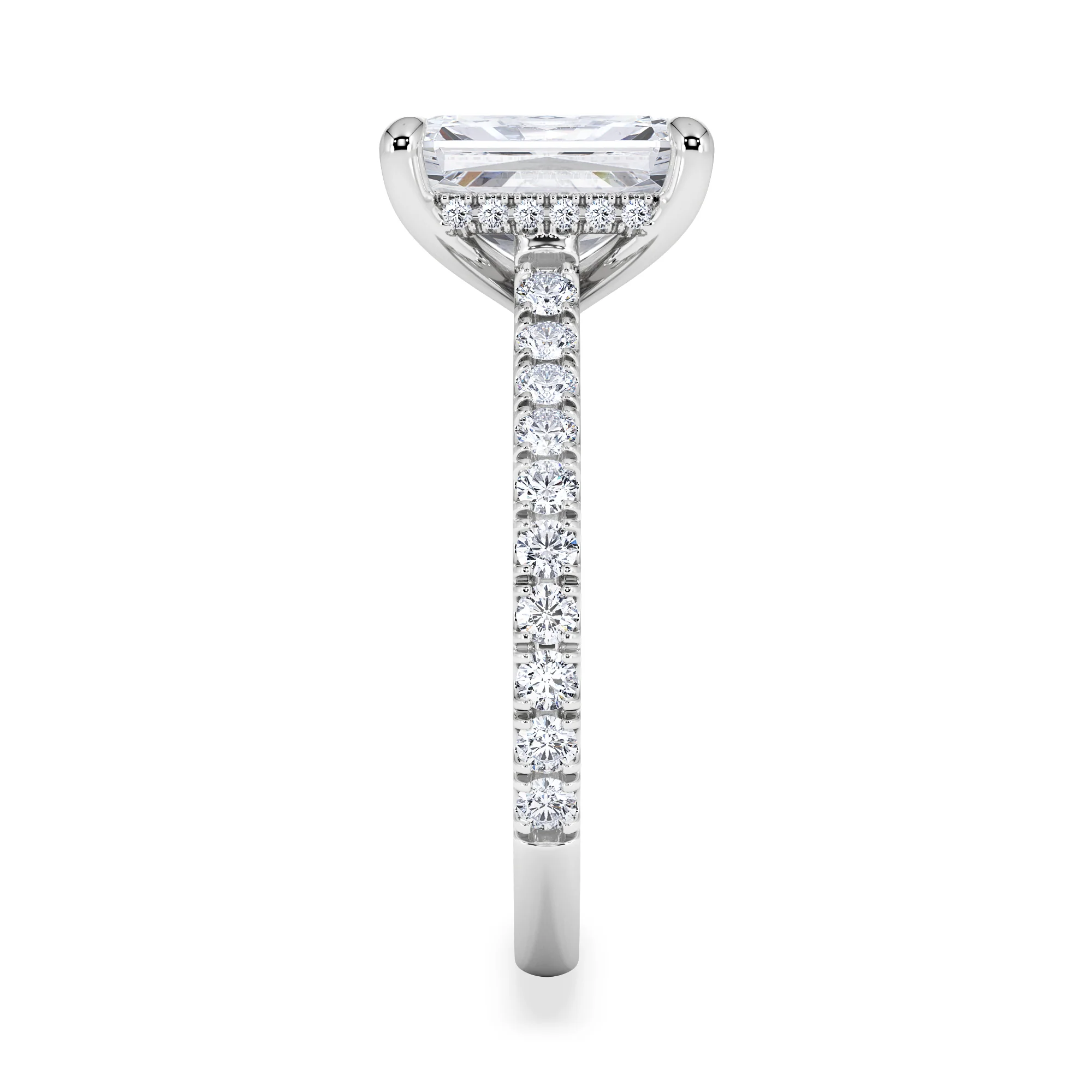 Amora Radiant 2.00ct Hidden Halo Lab Diamond Engagement Ring With Side Stones Set in Platinum - Image 5