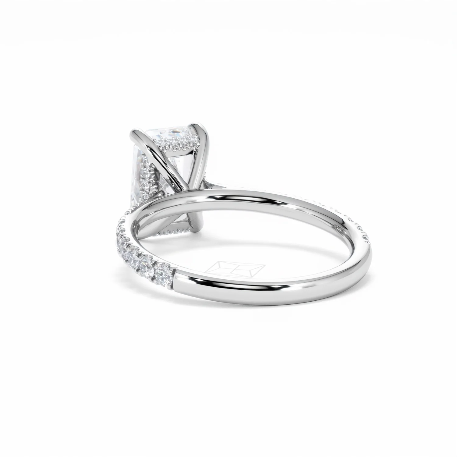 Amora Radiant 2.00ct Hidden Halo Lab Diamond Engagement Ring With Side Stones Set in Platinum - Image 56