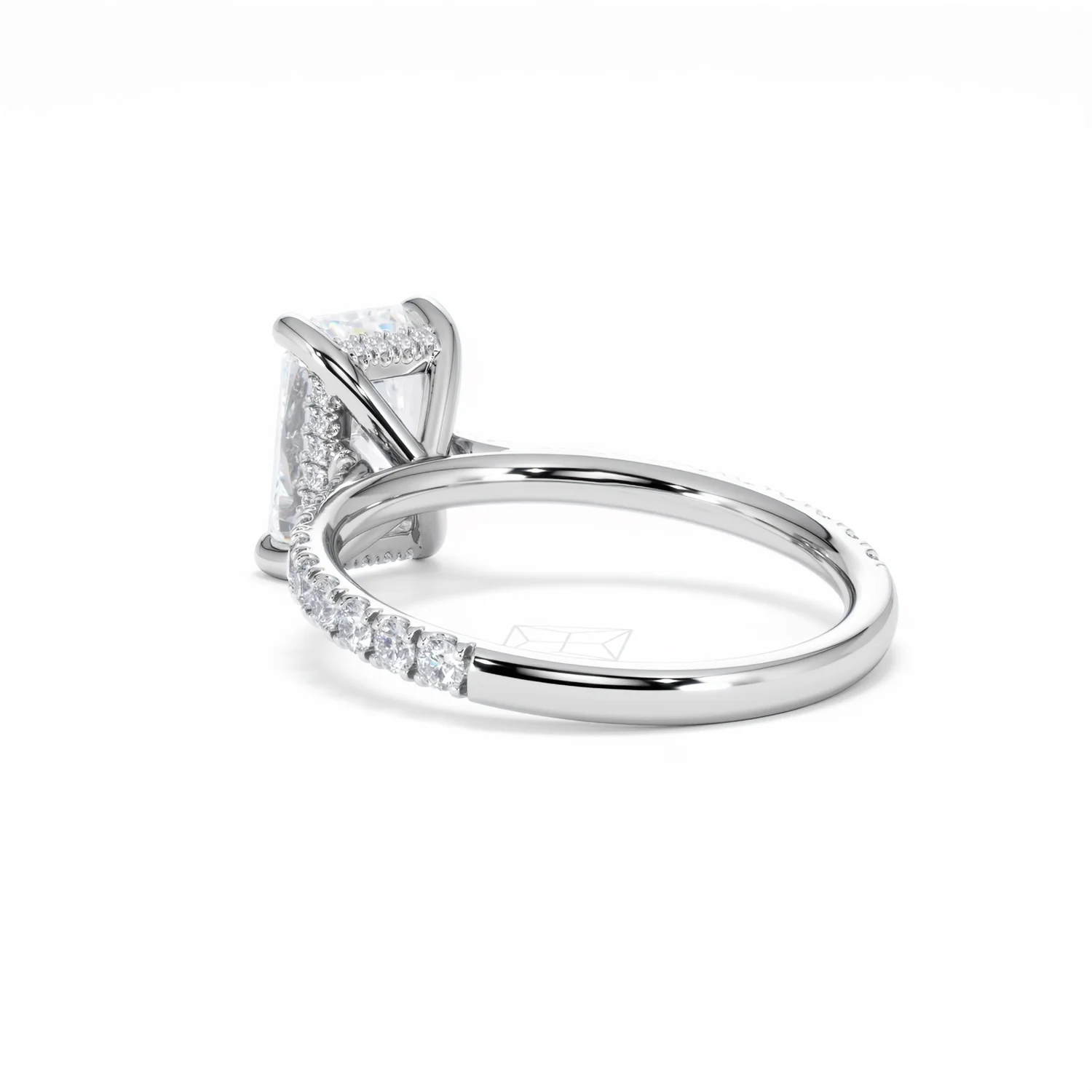 Amora Radiant 2.00ct Hidden Halo Lab Diamond Engagement Ring With Side Stones Set in Platinum - Image 58